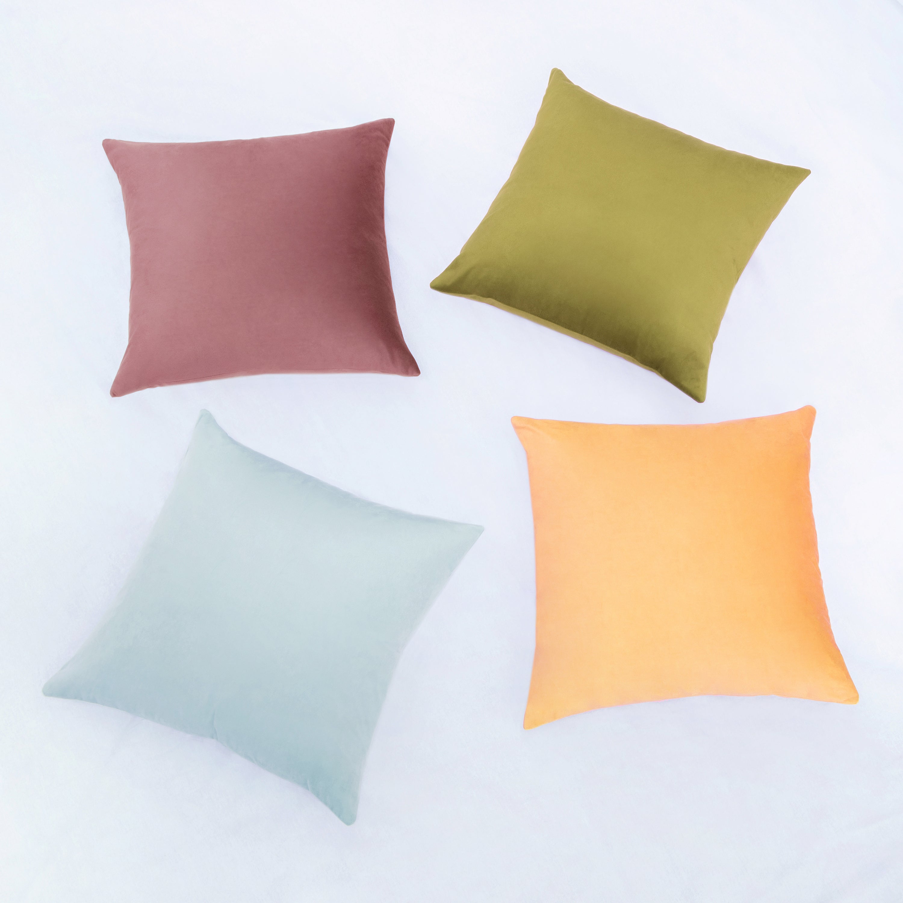 decorative throw pillow covers velvet home decor set of 4 purple green yellow blue