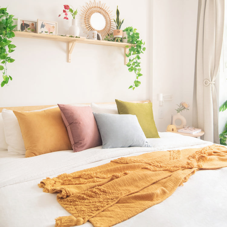 decorative throw pillow covers velvet home decor set of 4 purple green yellow blue