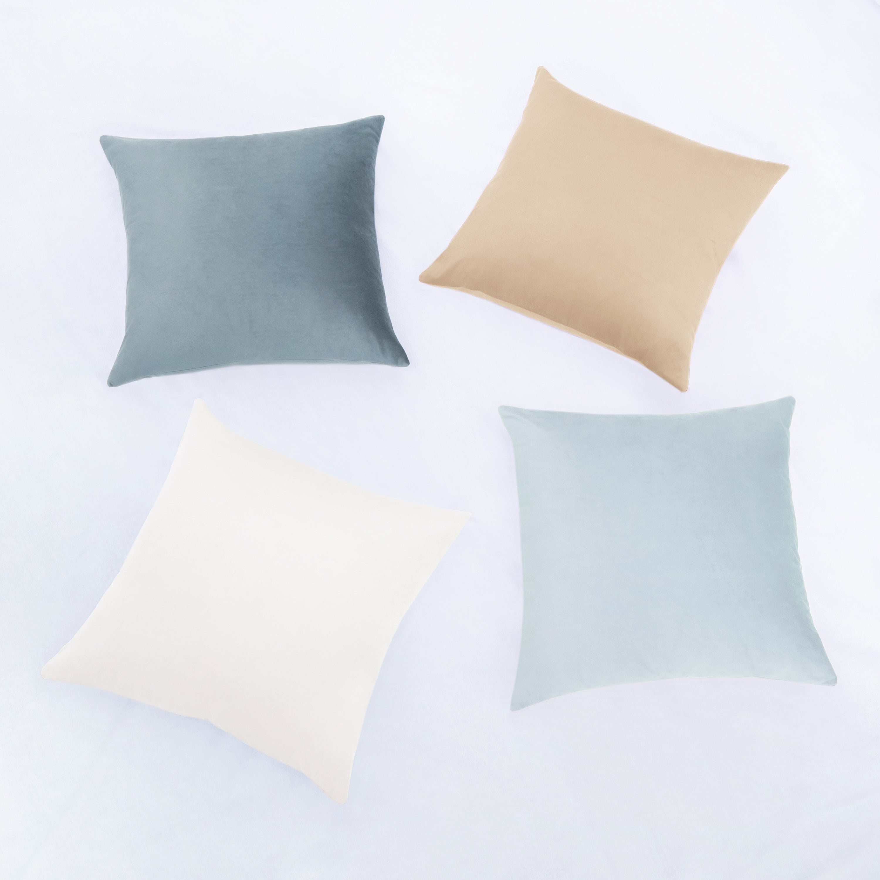 decorative throw pillow covers velvet home decor set of 4 blue beige
