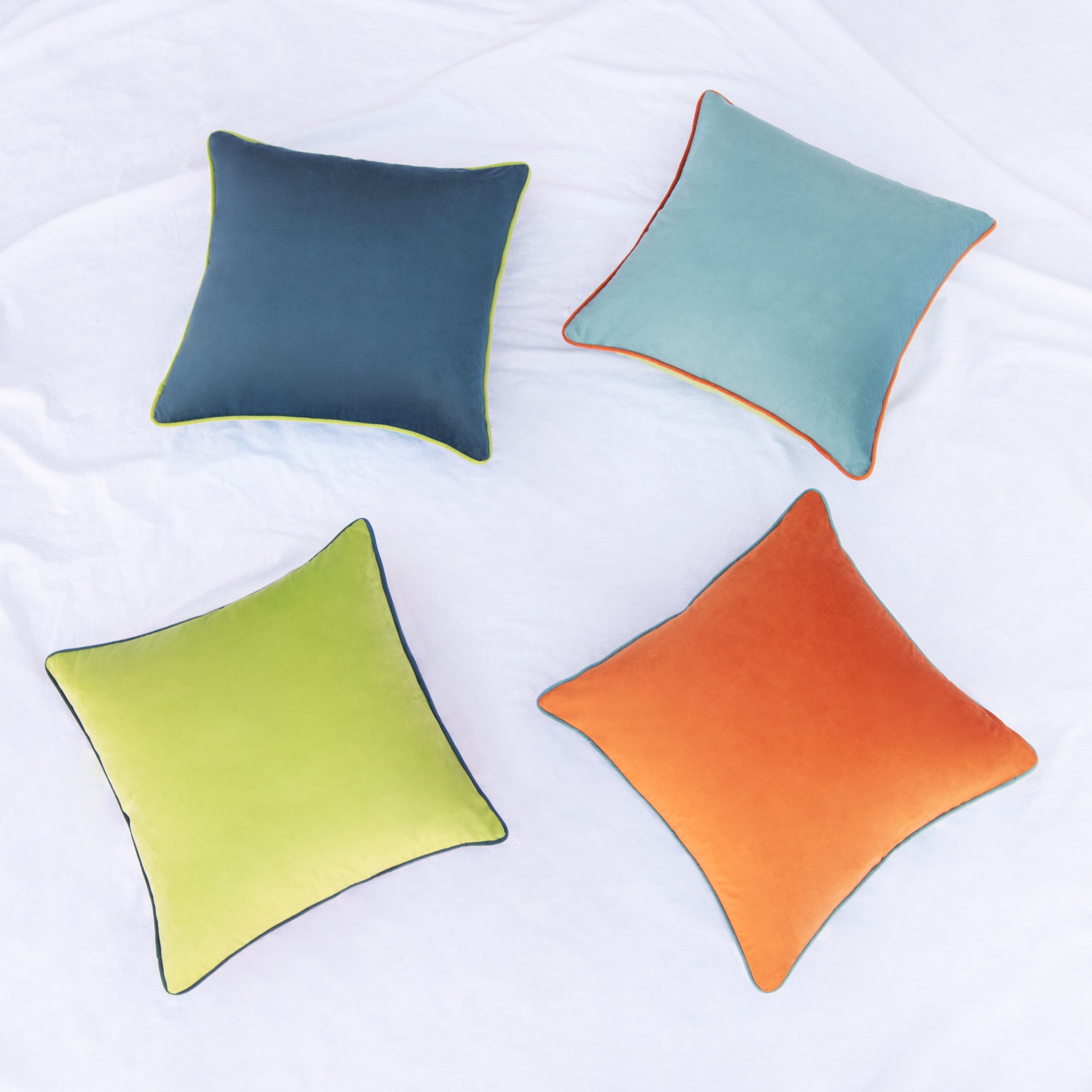 decorative throw pillow covers set of 4 velvet blue orange green teal