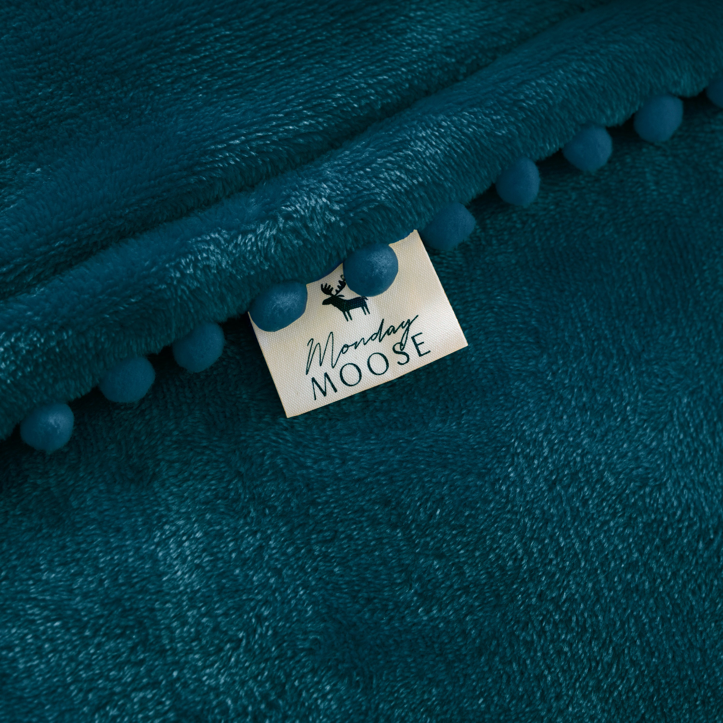 decorative throw blanket pom pom fringe edge reversible design blue light aqua