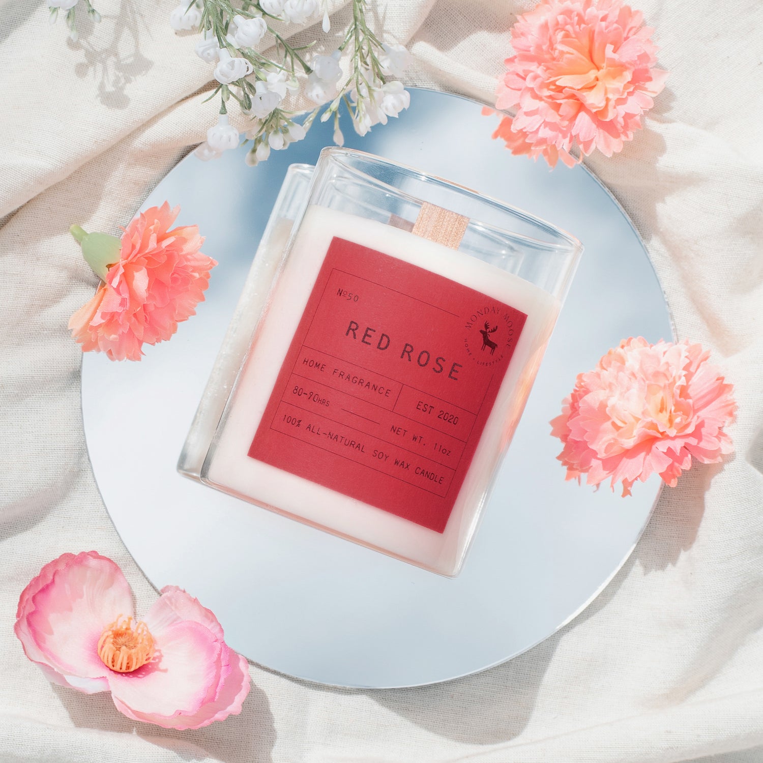 soy wax scented candle home fragrance red rose