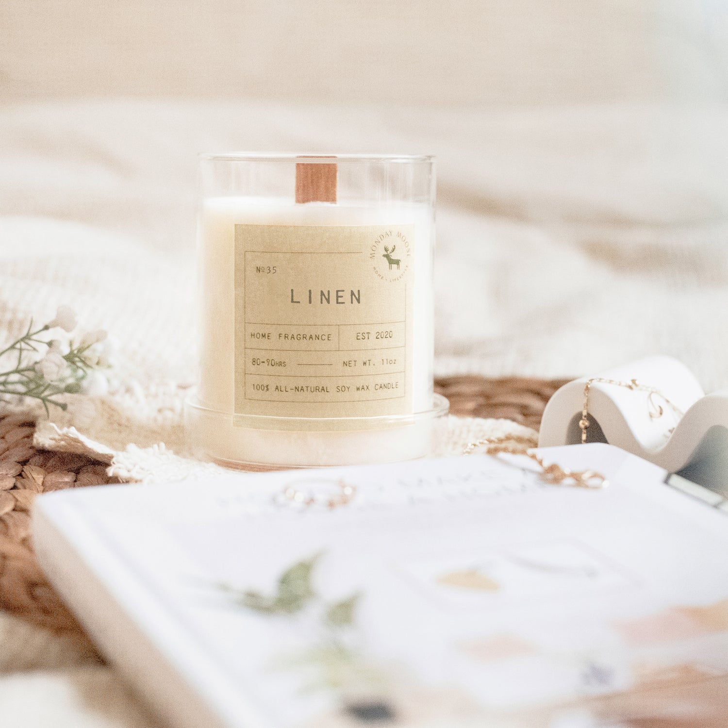 soy wax scented candle home fragrance linen