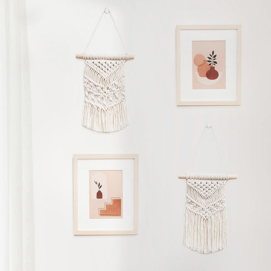 macrame picture frame boho wall hanging set of four