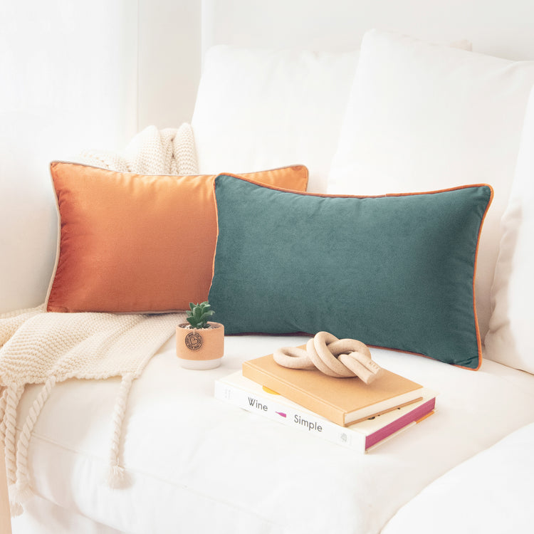 orange green beige light blue decorative throw pillow covers velvet soft