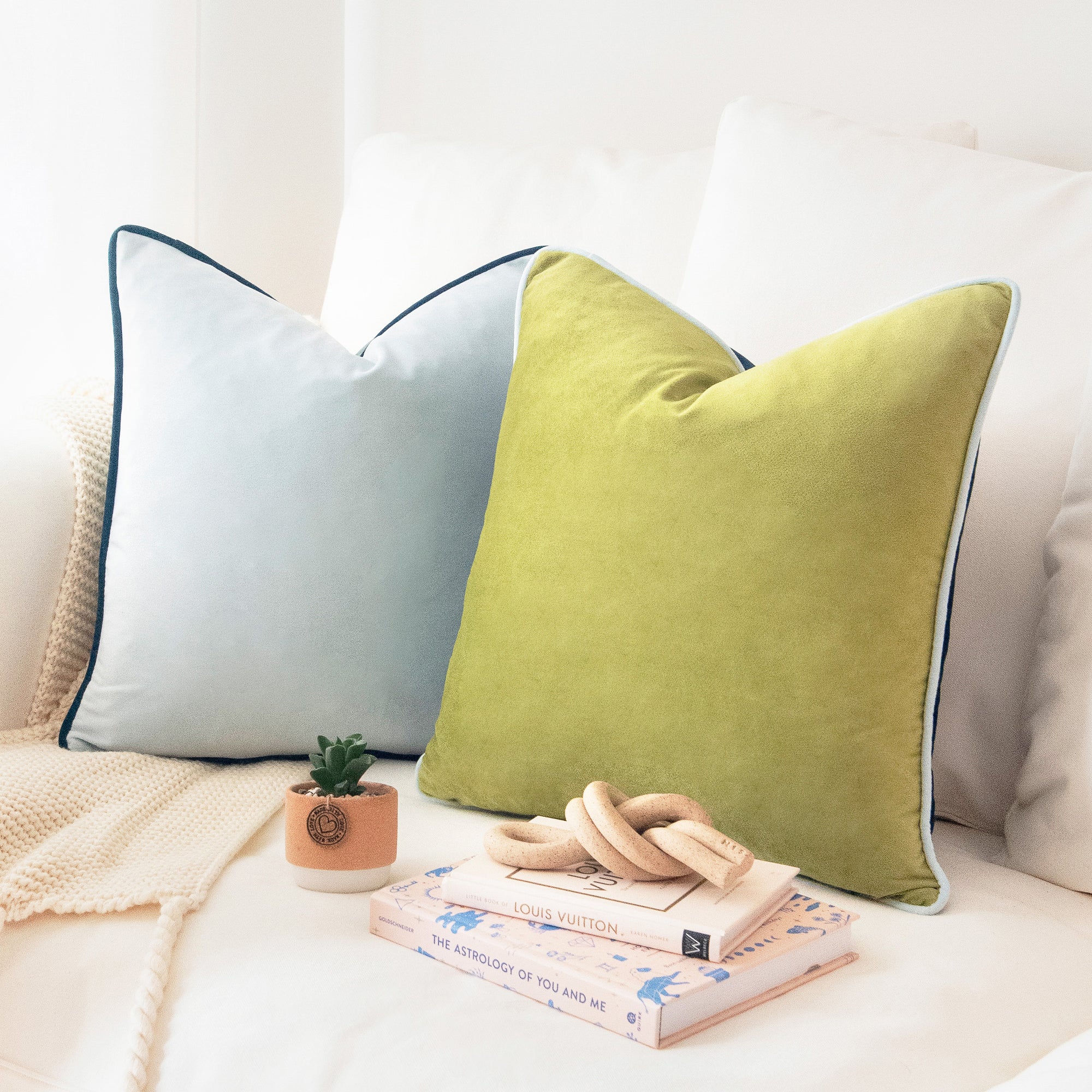 olive green teal light blue decorative throw pillow covers velvet soft