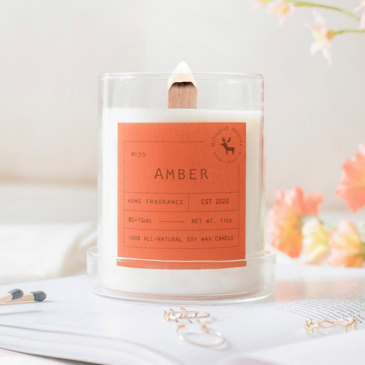 soy wax scented candle home fragrance amber