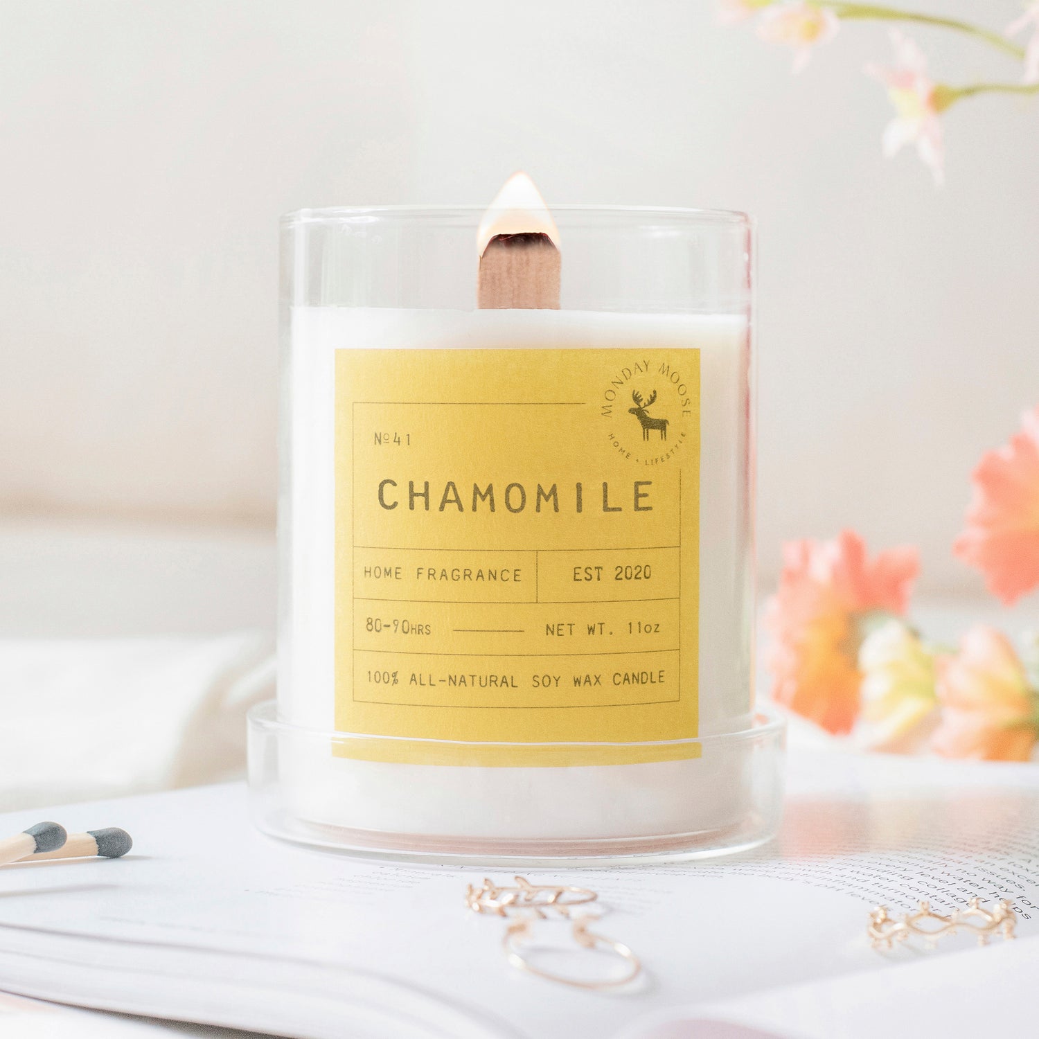 soy wax scented candle home fragrance chamomile