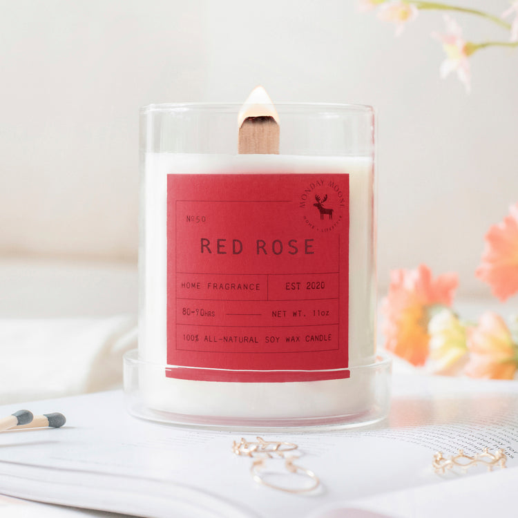 soy wax scented candle home fragrance red rose