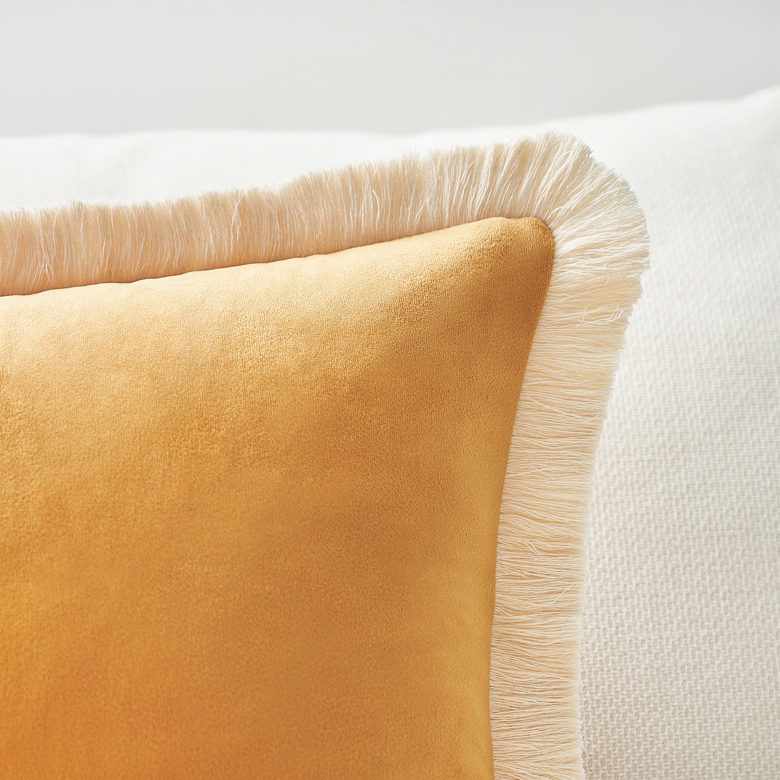 velvet decorative throw pillow covers  with fringe border set of 2 yellow color