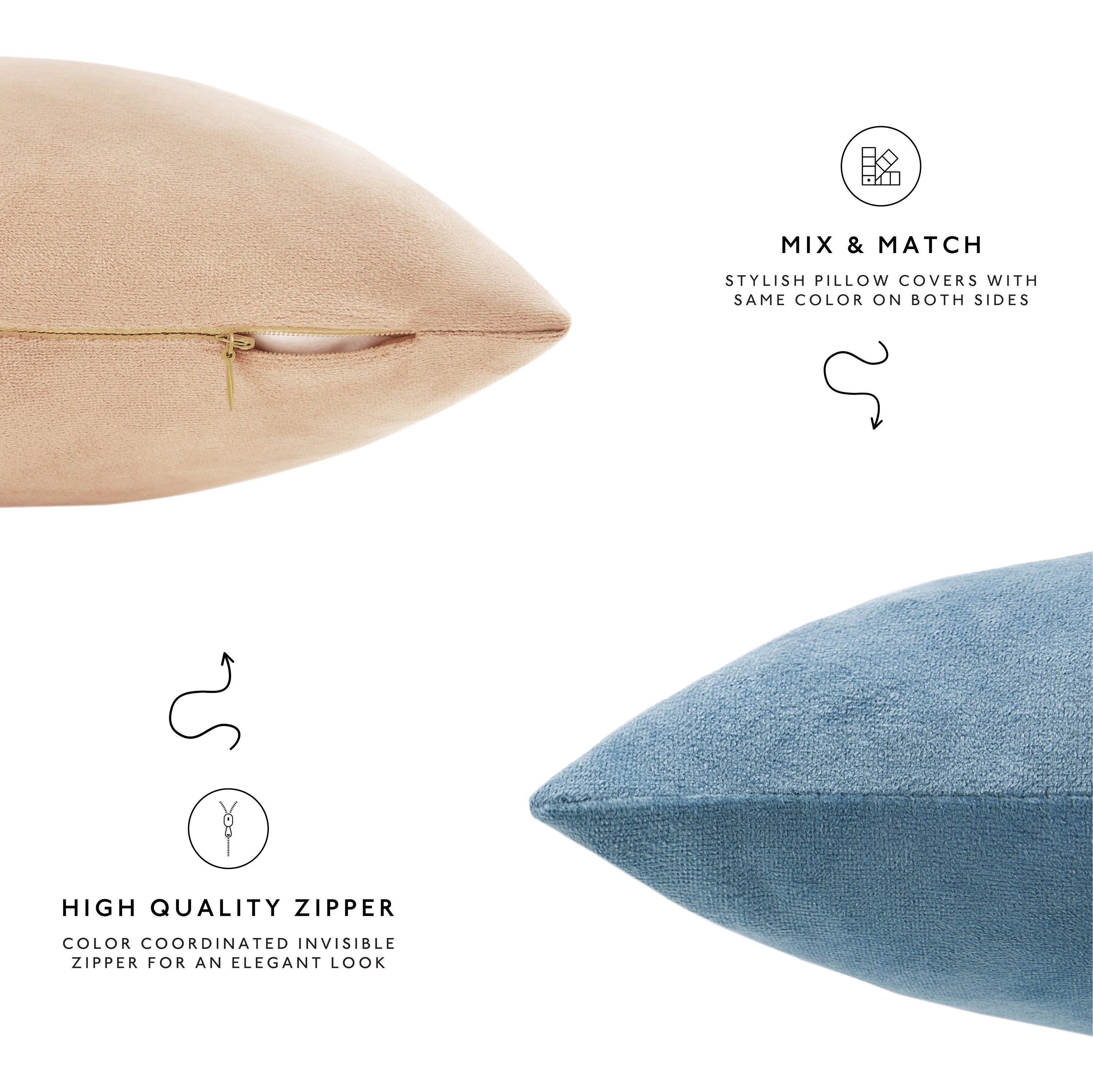 decorative throw pillow covers velvet home decor set of 4 blue beige