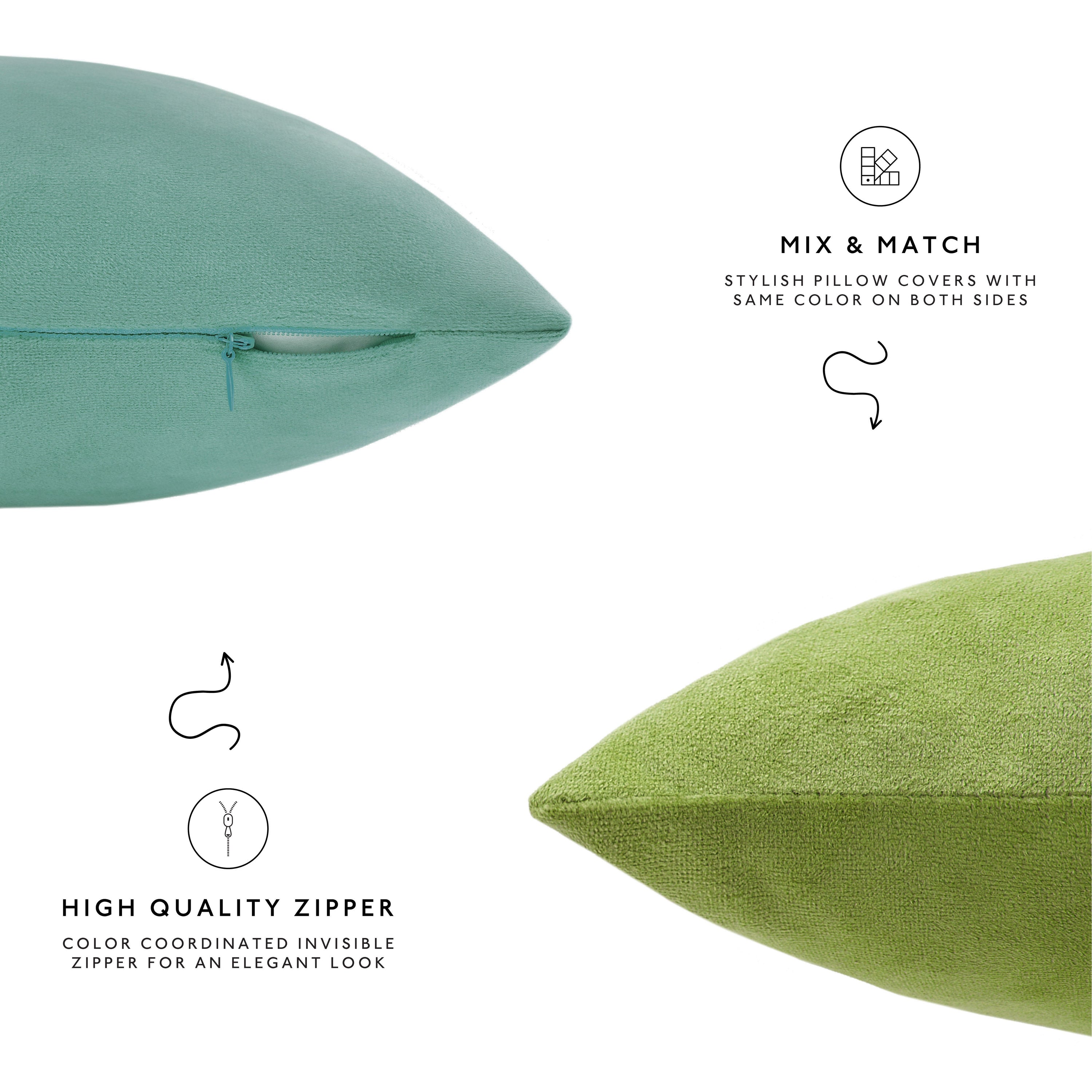 decorative throw pillow covers velvet home decor set of 4 green blue teal