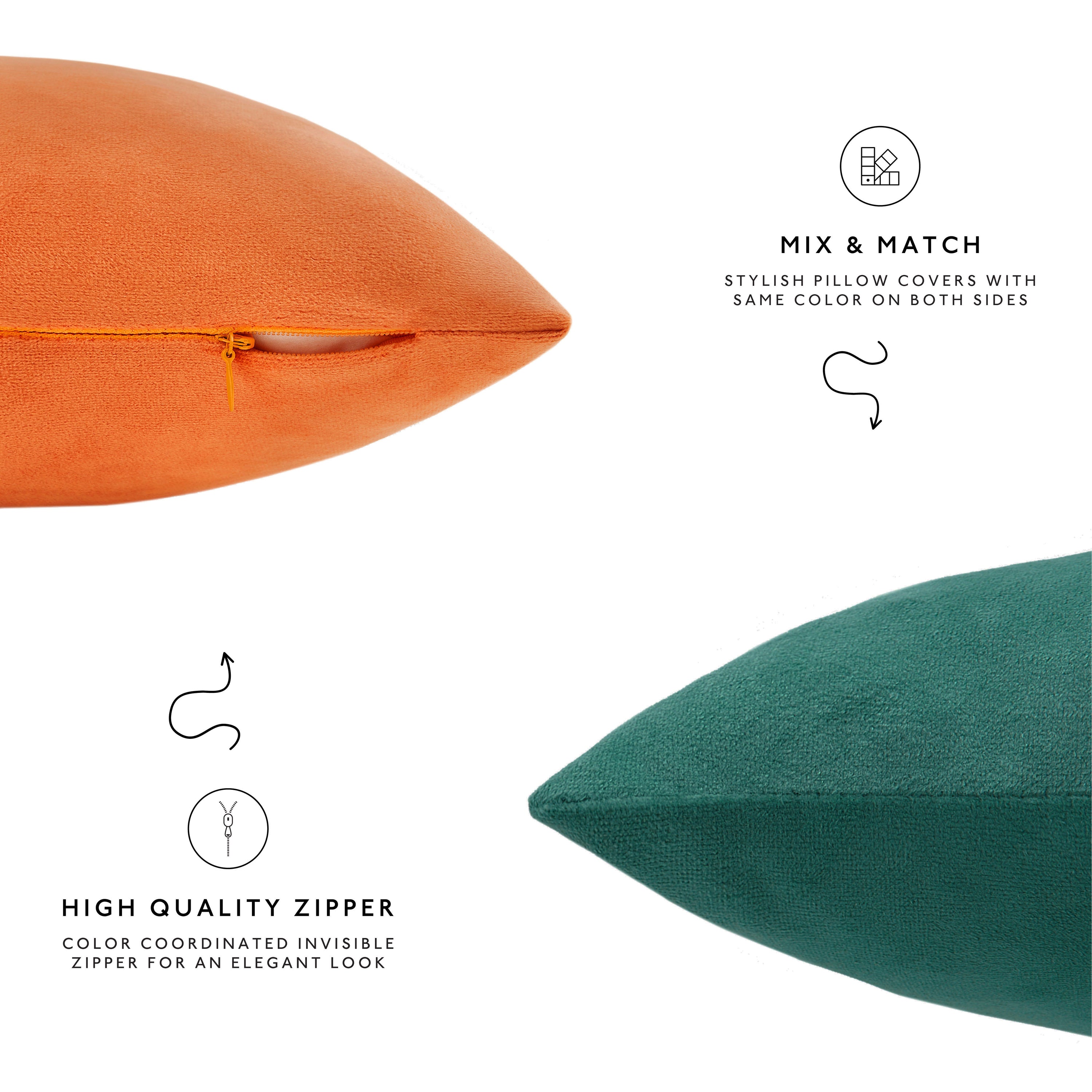 decorative throw pillow covers velvet home decor set of 4 green beige orange blue