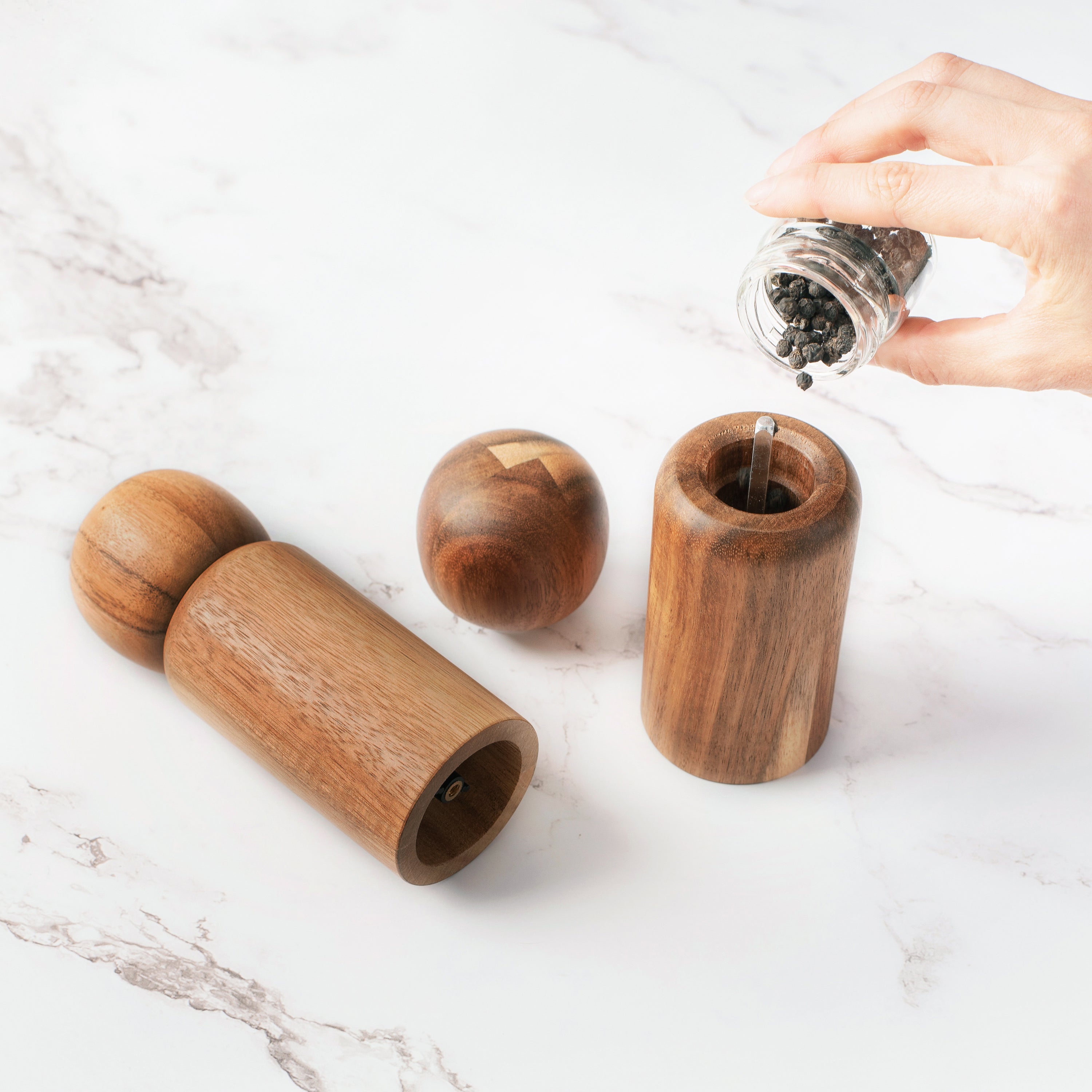 acacia wood pepper mill salt grinder