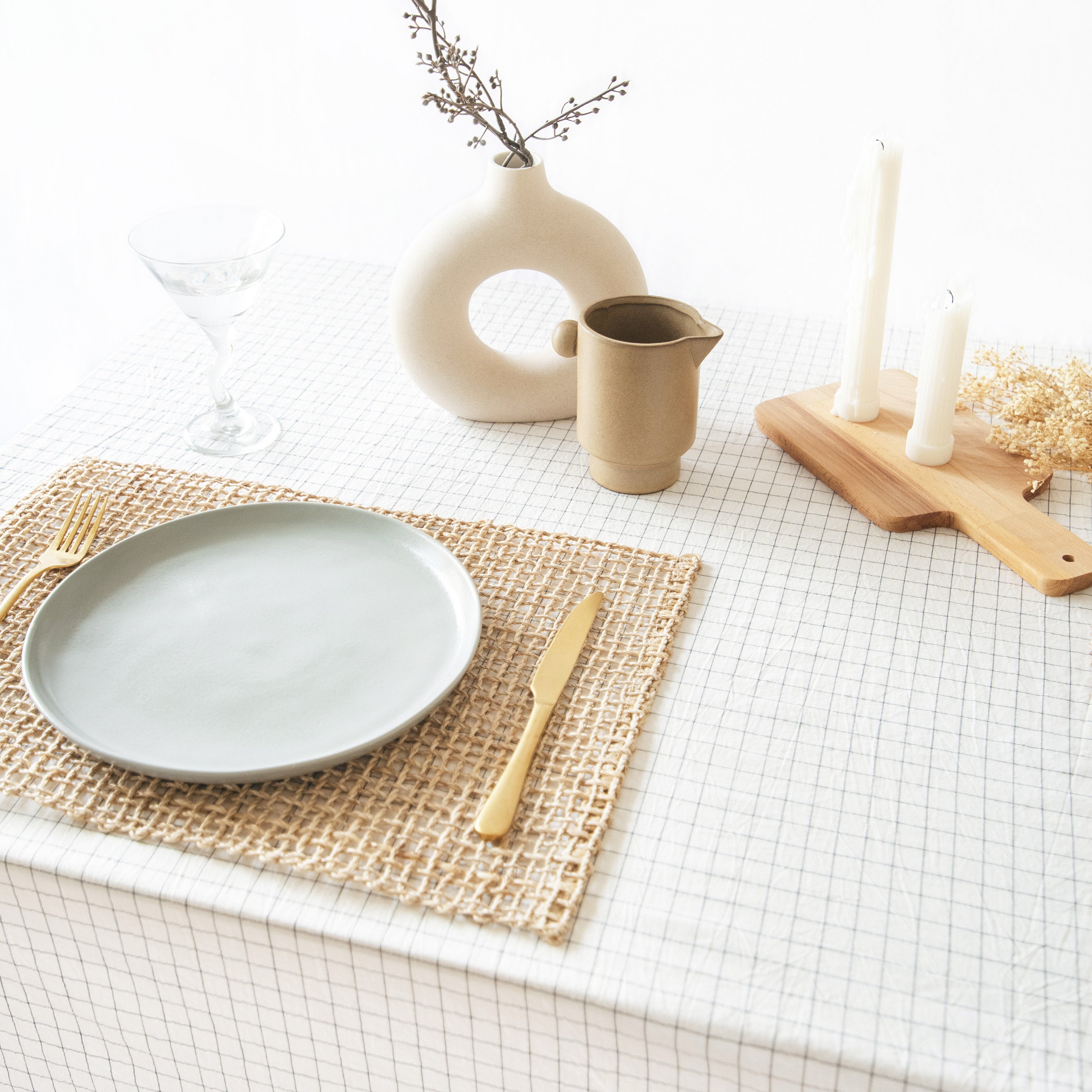 tablecloth windowpane plaid farmhouse cotton stonewashed charcoal grid white rectangle