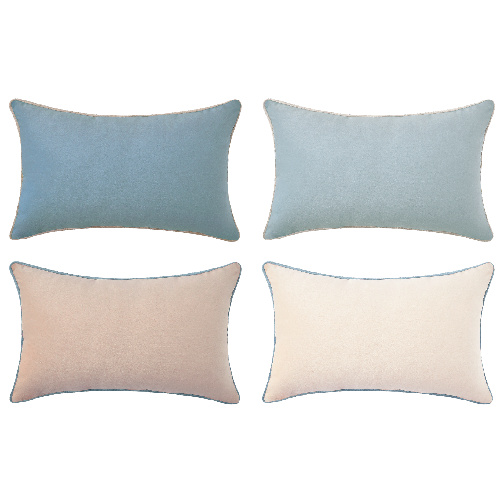 decorative throw pillow covers set of 4 piping velvet beige light blue