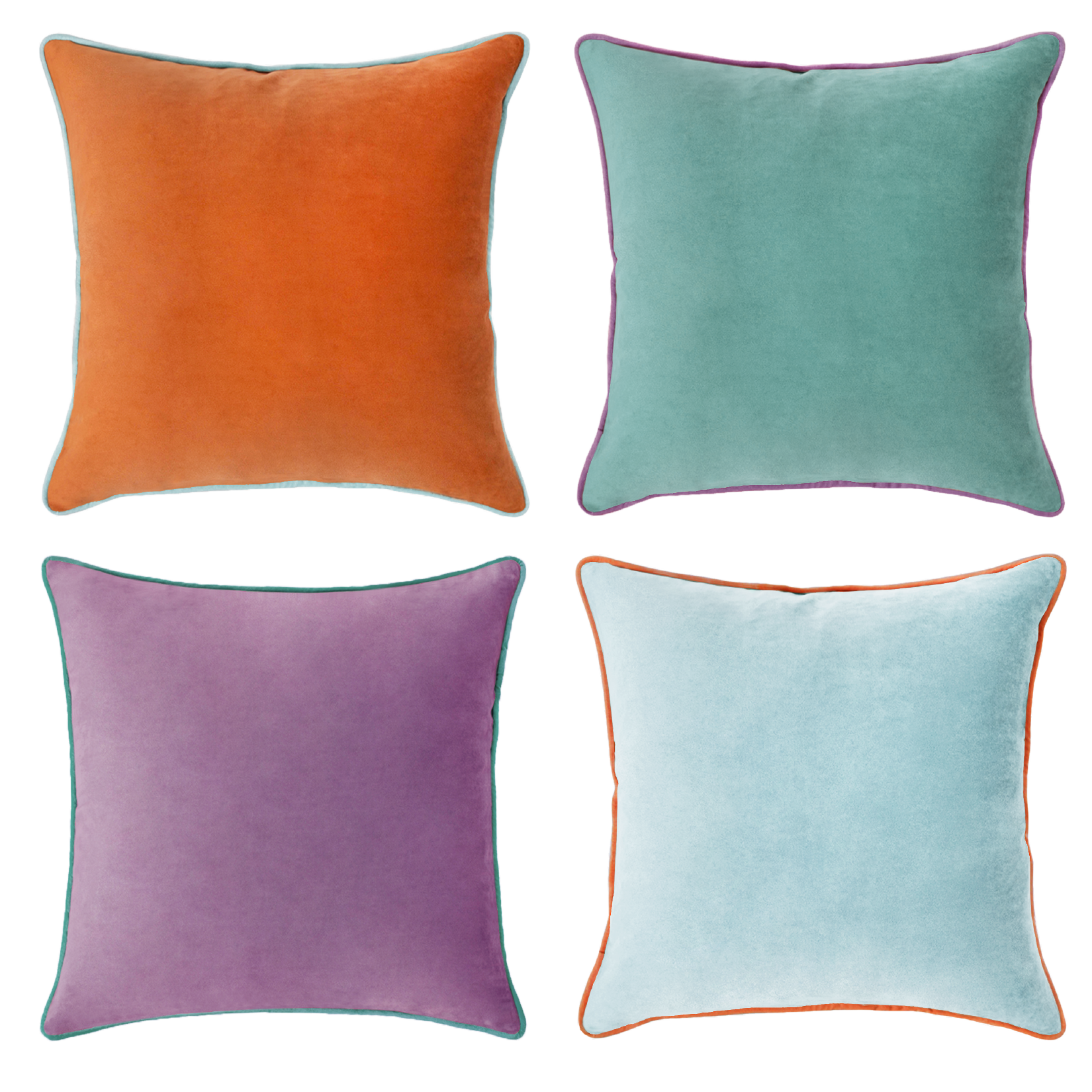 decorative throw pillow covers velvet home decor set of 4 orange teal purple light blue