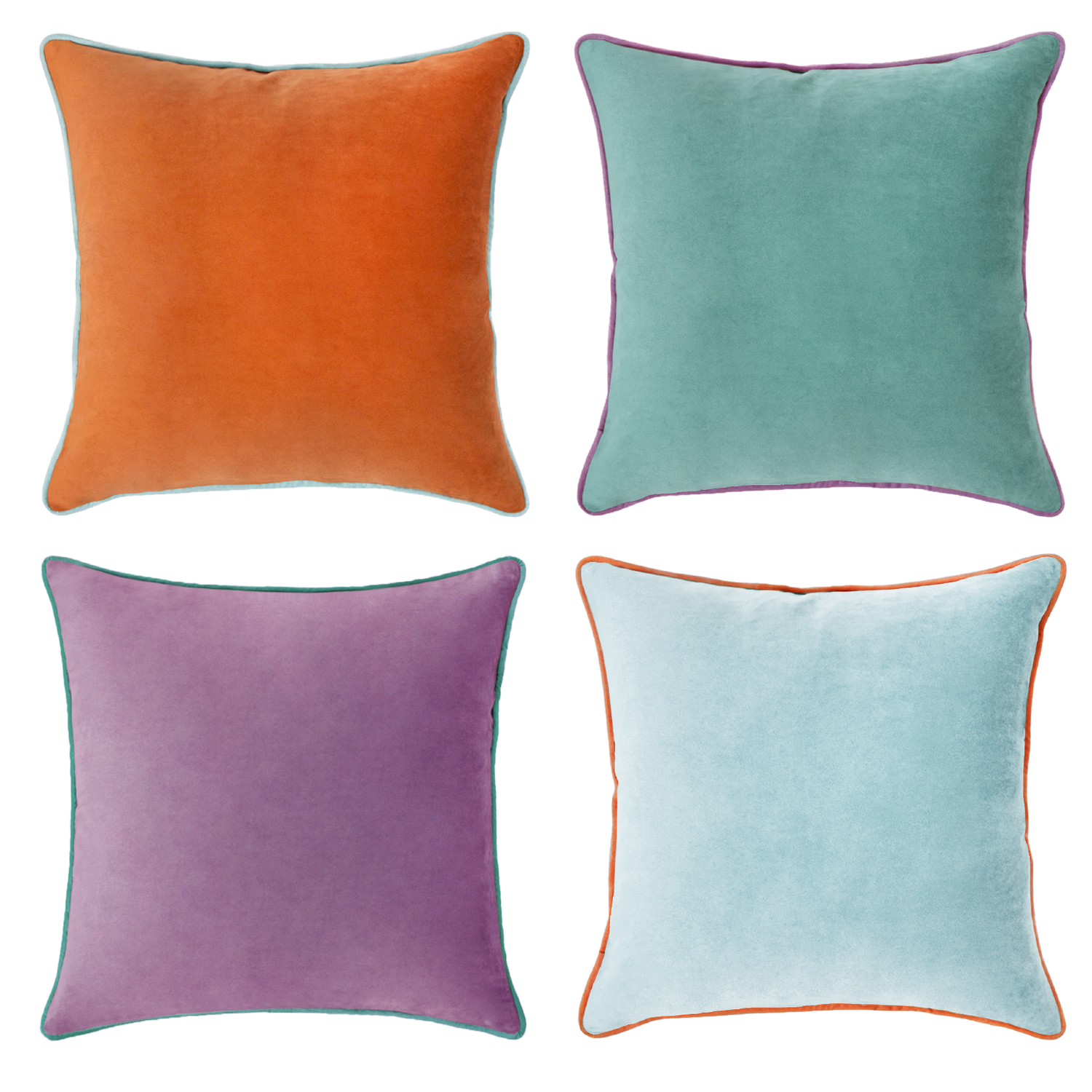 decorative throw pillow covers velvet home decor set of 4 orange teal purple light blue