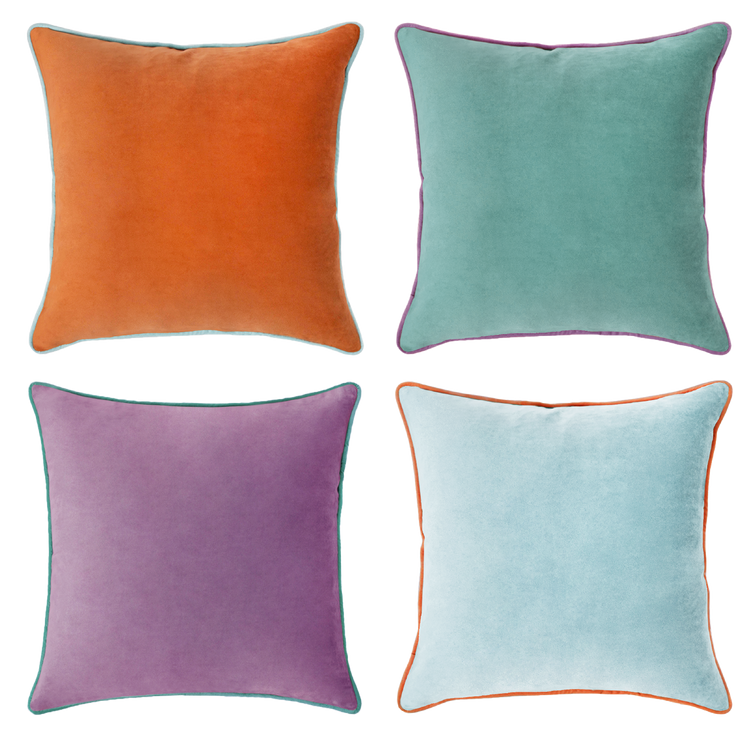 decorative throw pillow covers velvet home decor set of 4 orange teal purple light blue