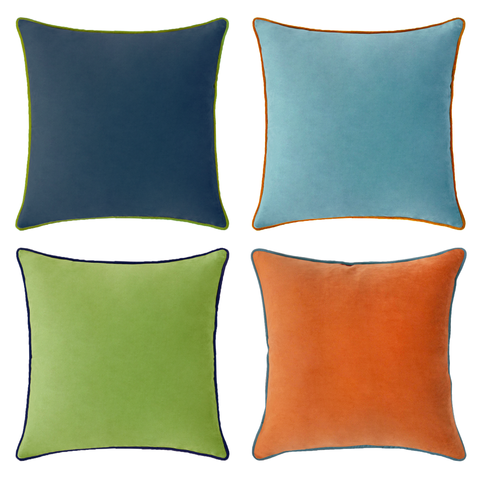 decorative throw pillow covers set of 4 velvet blue orange green teal