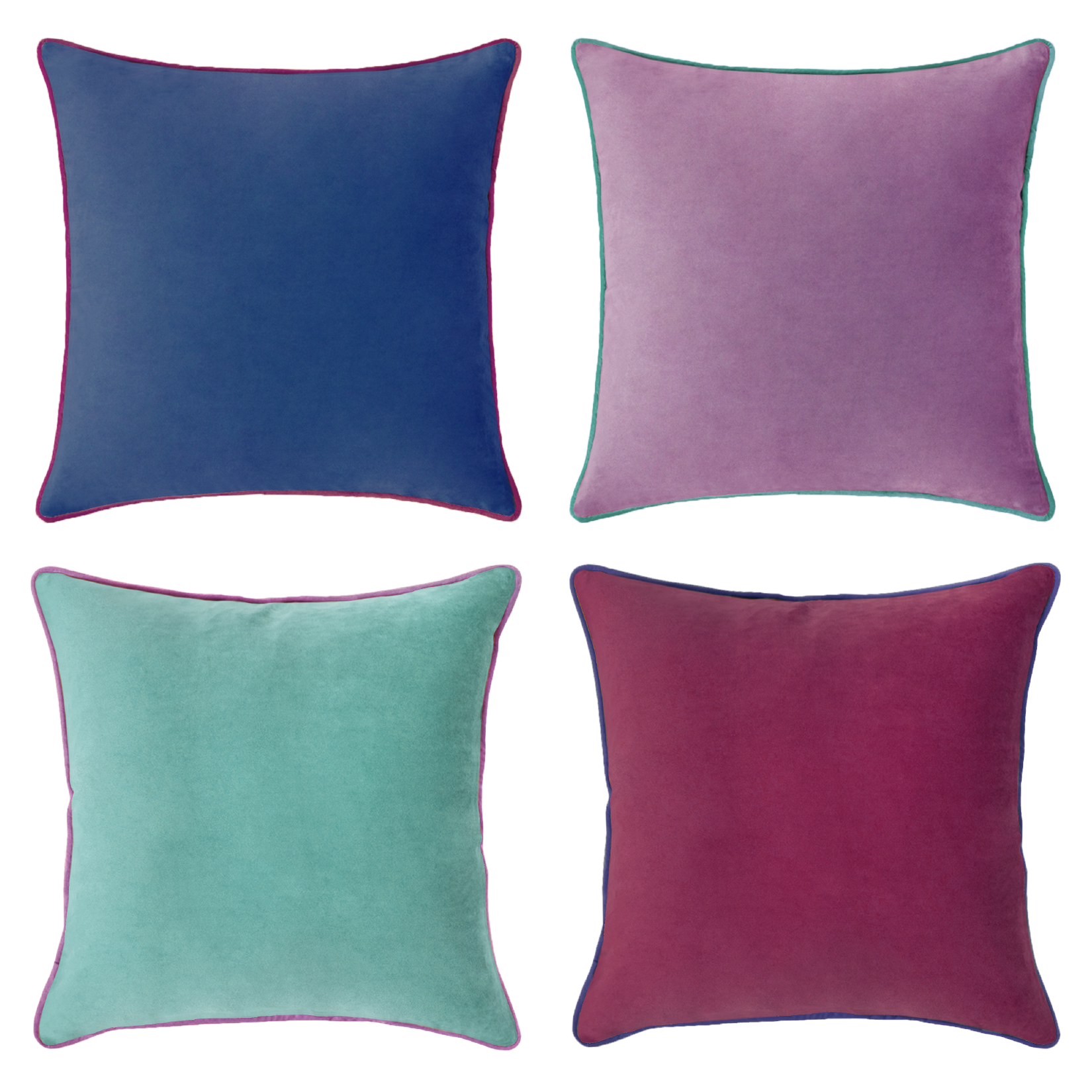 decorative throw pillow covers set of 4 piping velvet purple plum teal blue
