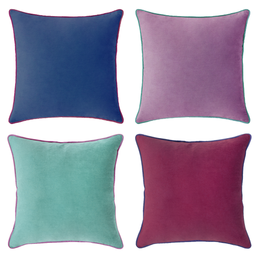 decorative throw pillow covers set of 4 piping velvet purple plum teal blue