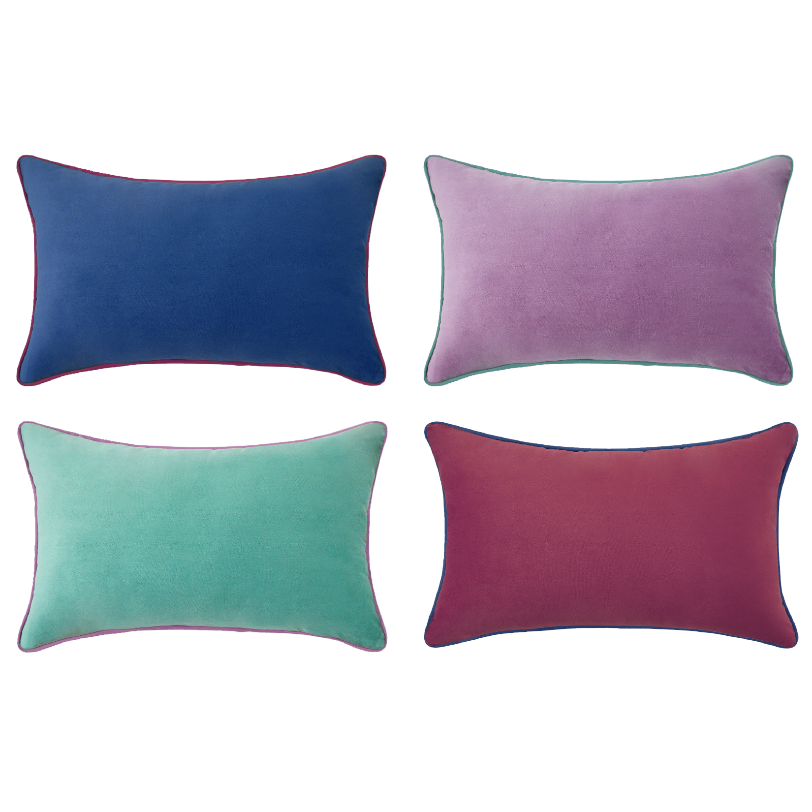decorative throw pillow covers set of 4 piping velvet purple plum teal blue