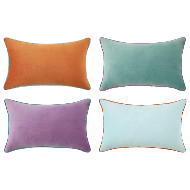 decorative throw pillow covers set of 4 piping velvet orange teal light blue purple