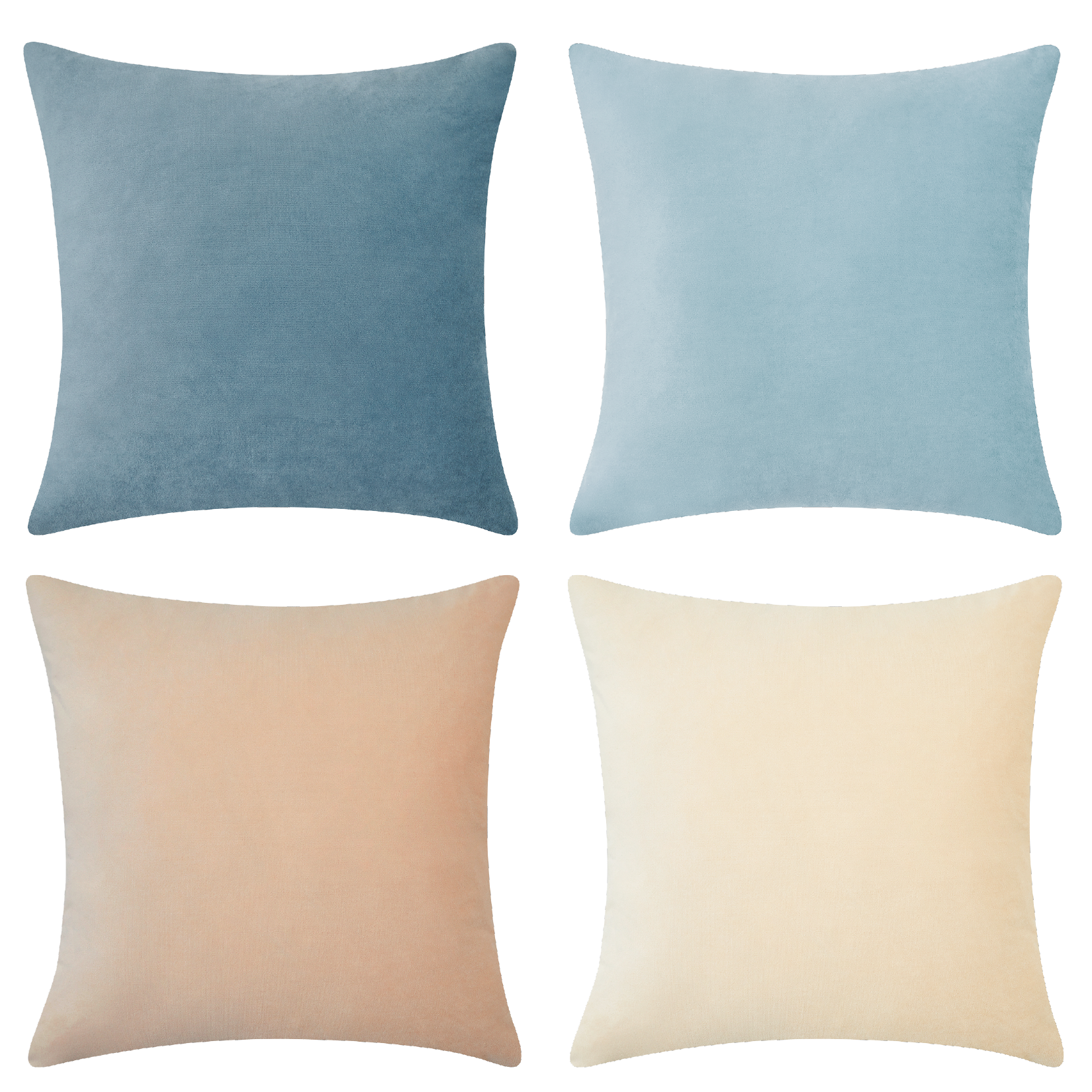 decorative throw pillow covers velvet home decor set of 4 blue beige