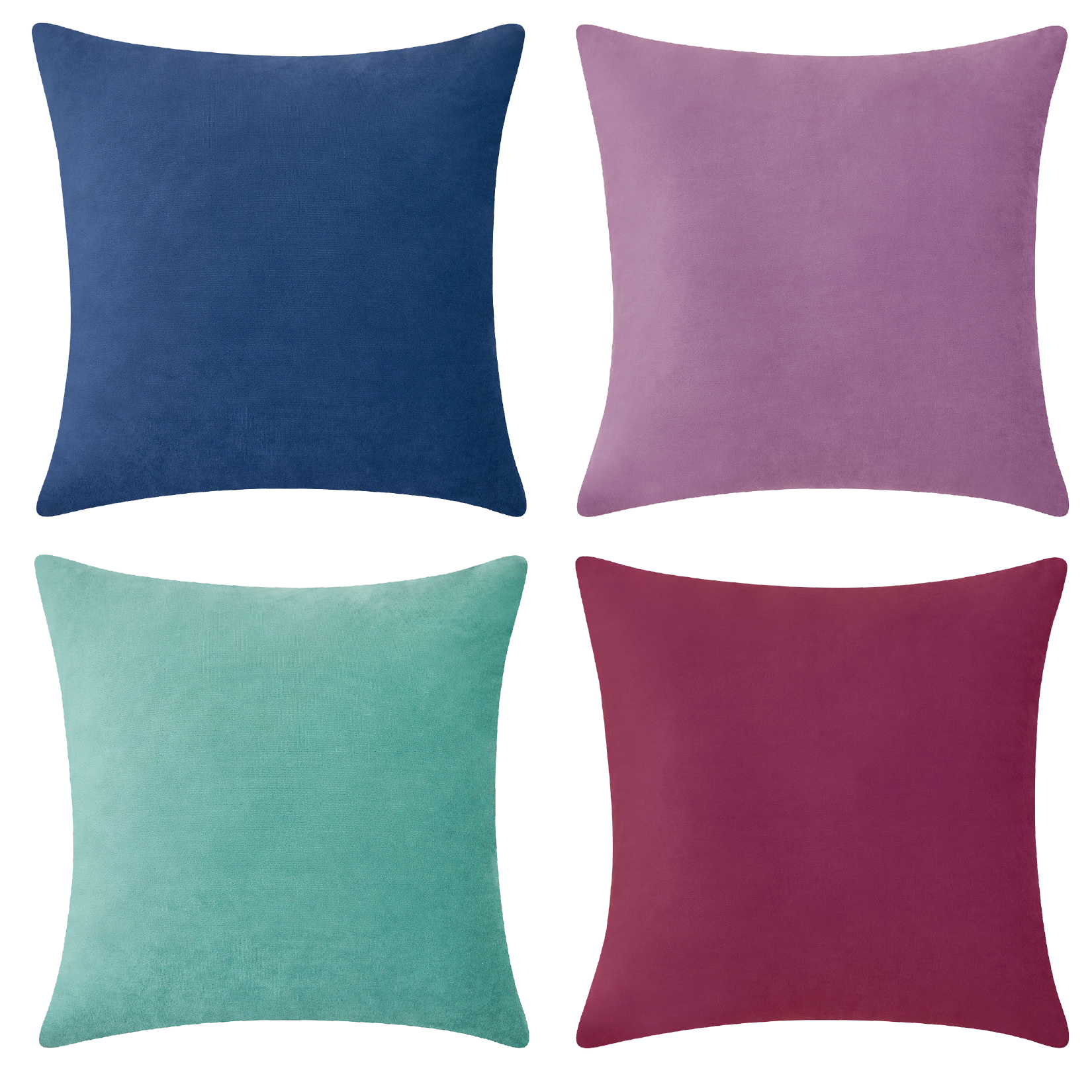 decorative throw pillow covers velvet home decor set of 4 purple plum blue teal