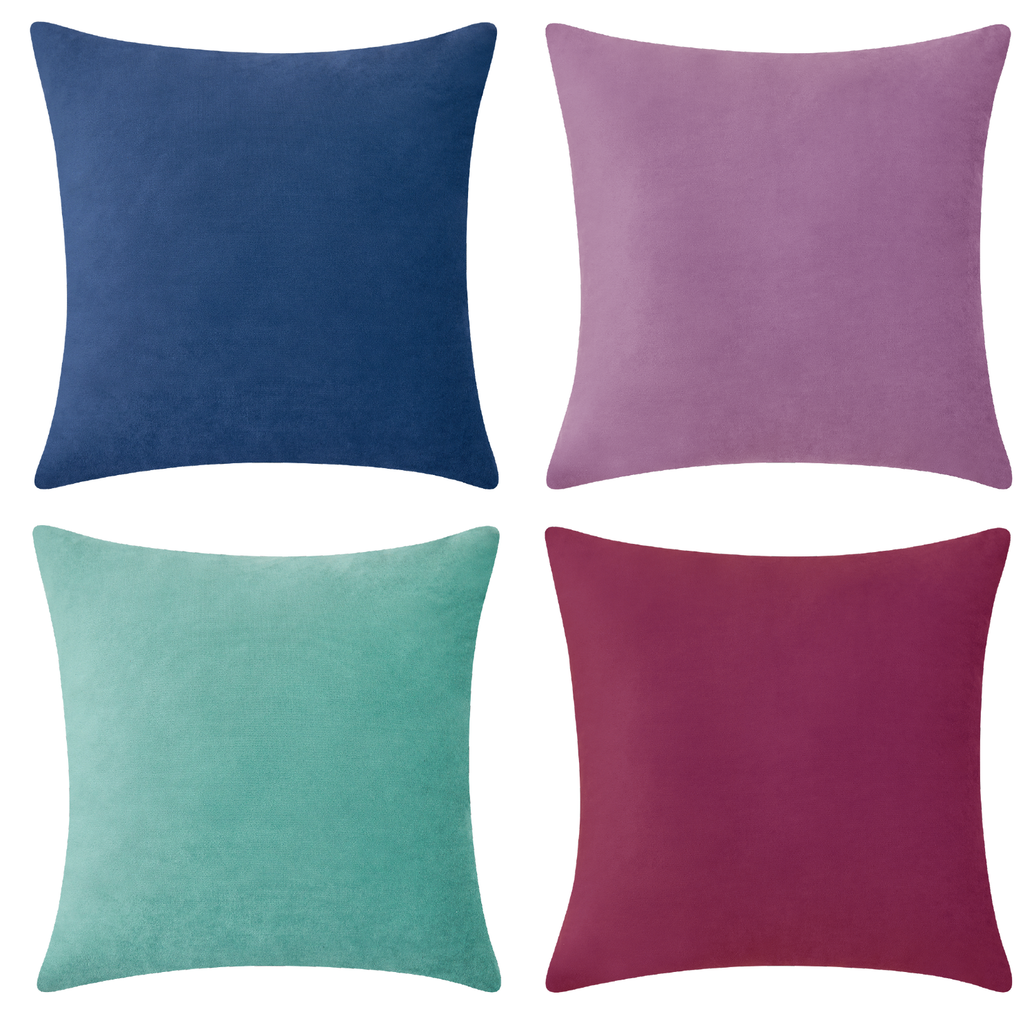 decorative throw pillow covers velvet home decor set of 4 purple plum blue teal