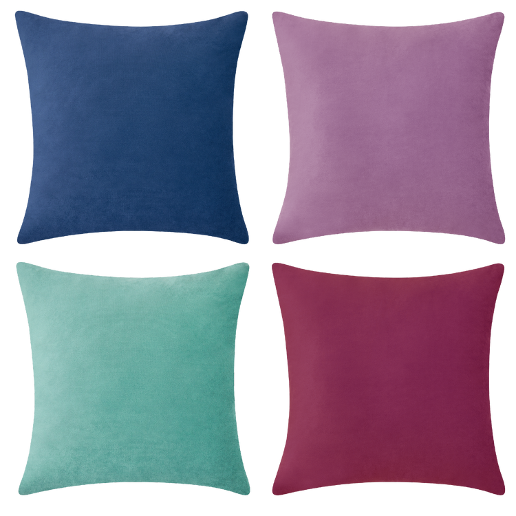 decorative throw pillow covers velvet home decor set of 4 purple plum blue teal