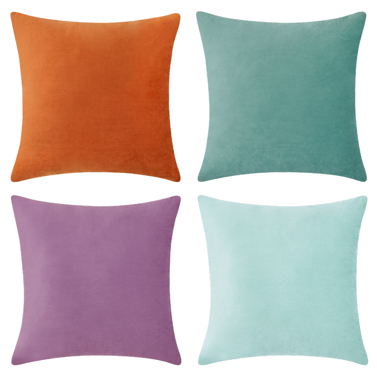 decorative throw pillow covers velvet home decor set of 4 orange teal purple light blue