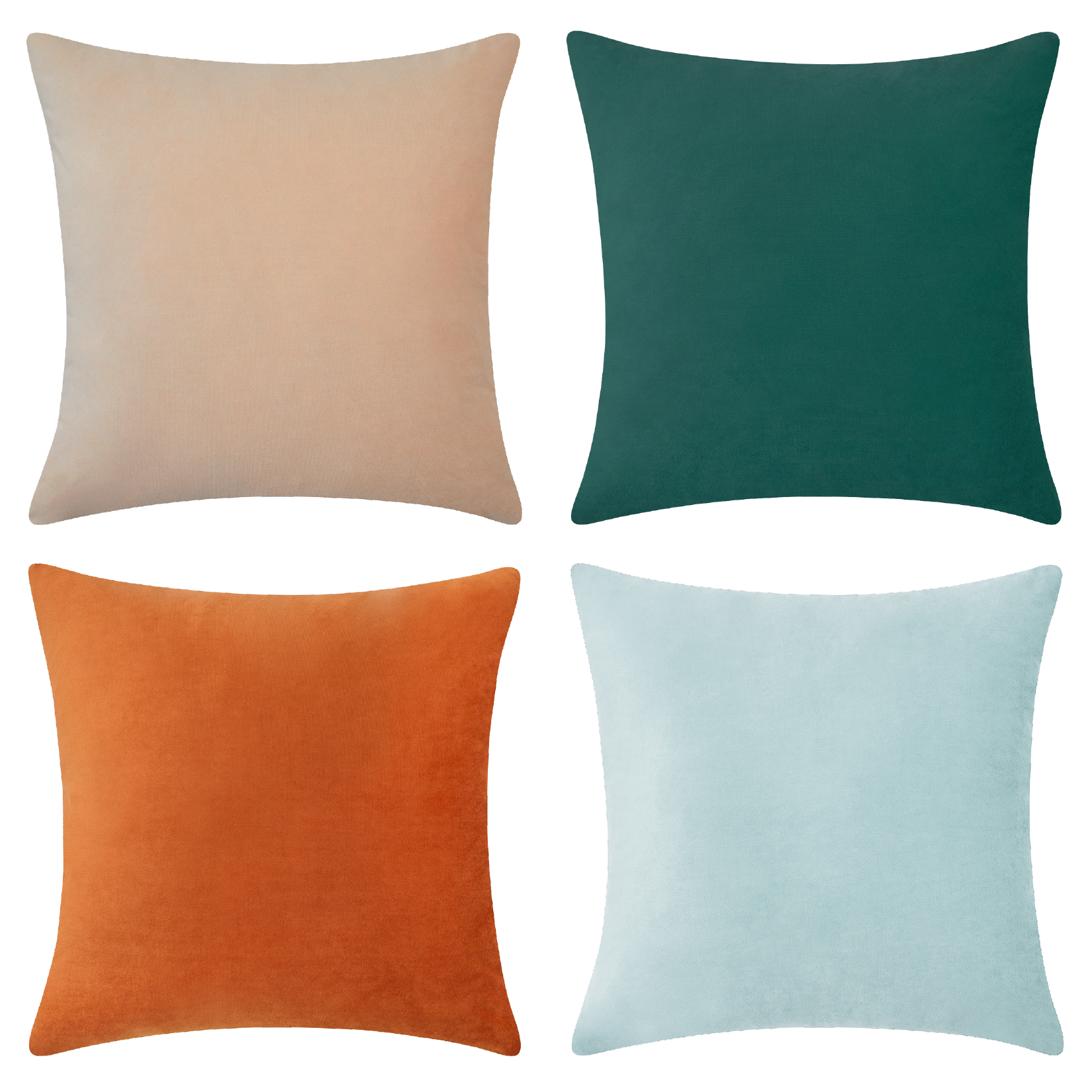 decorative throw pillow covers velvet home decor set of 4 green beige orange blue