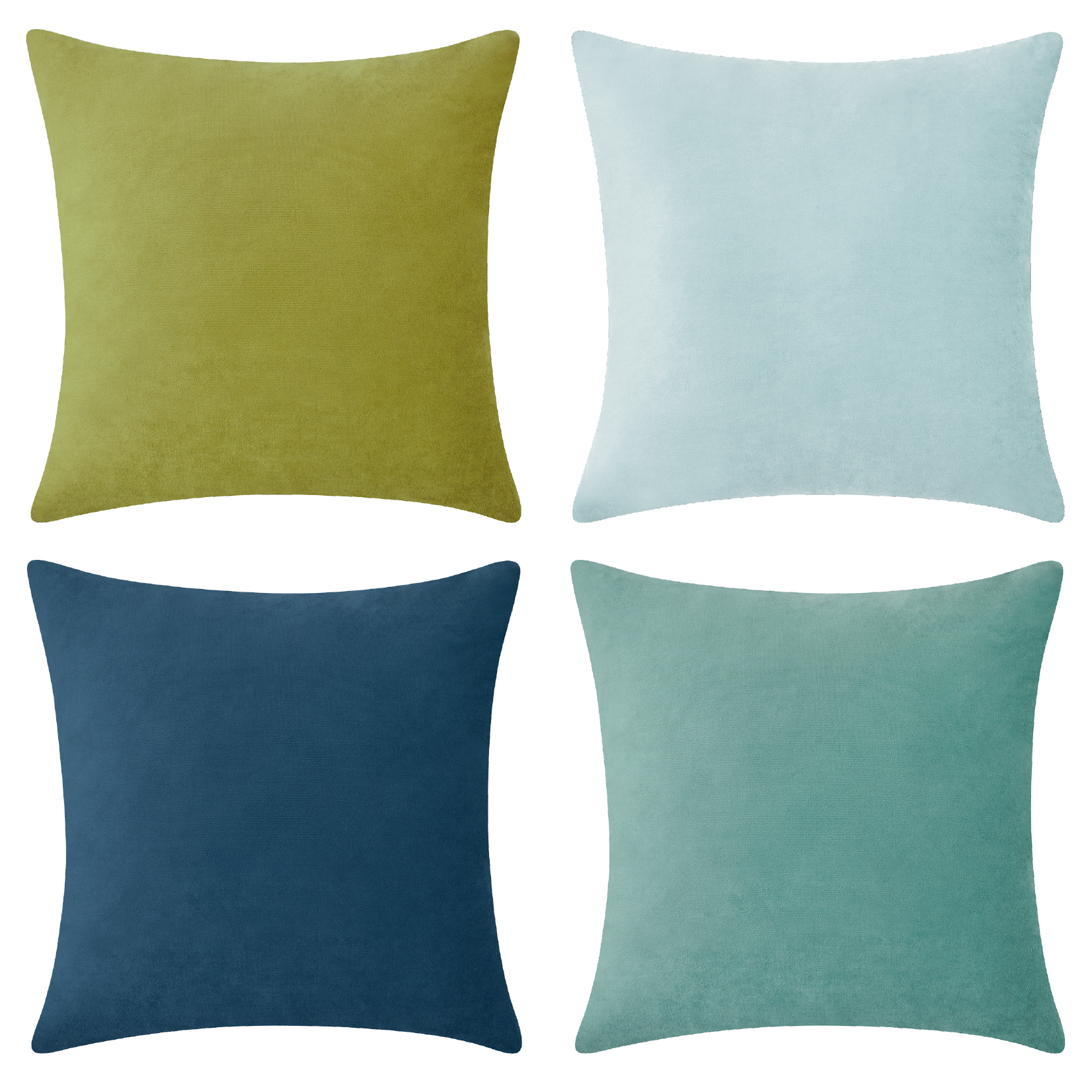 decorative throw pillow covers velvet home decor set of 4 green blue teal