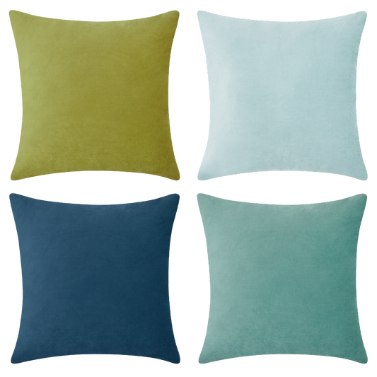 decorative throw pillow covers velvet home decor set of 4 green blue teal