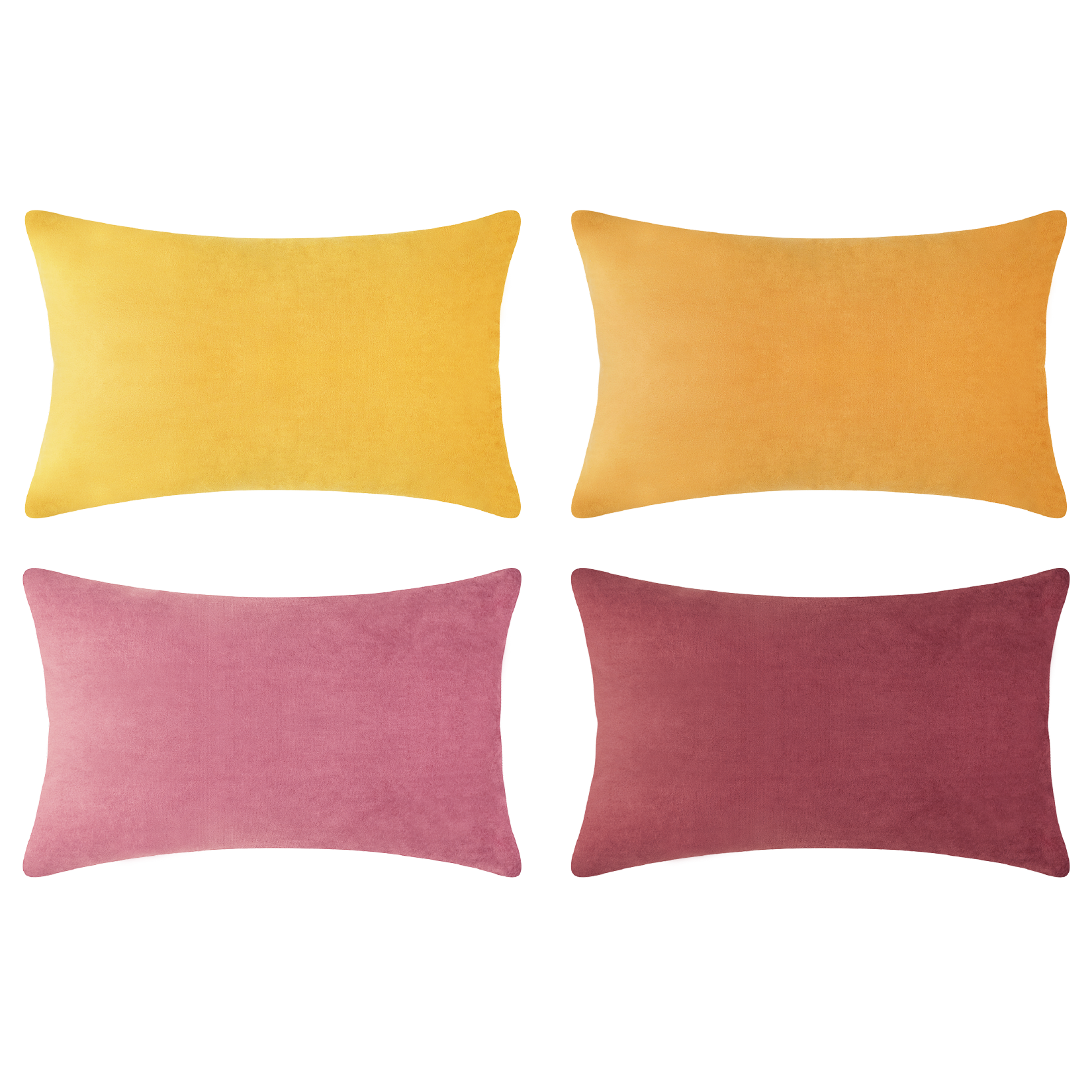 decorative throw pillow covers velvet home decor set of 4 yellow pink ochre