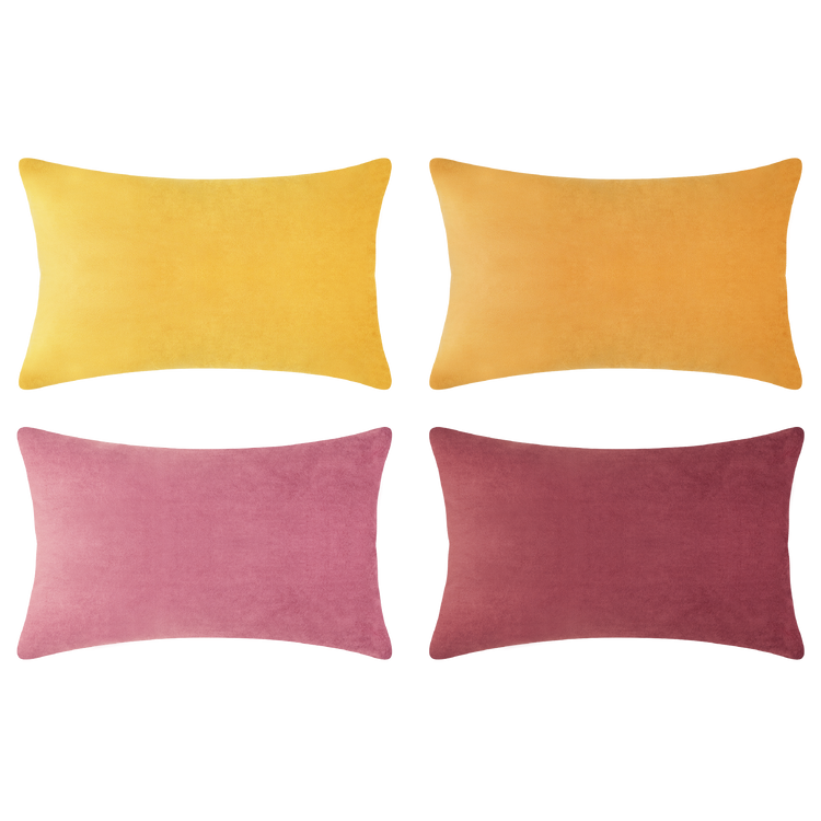 decorative throw pillow covers velvet home decor set of 4 yellow pink ochre