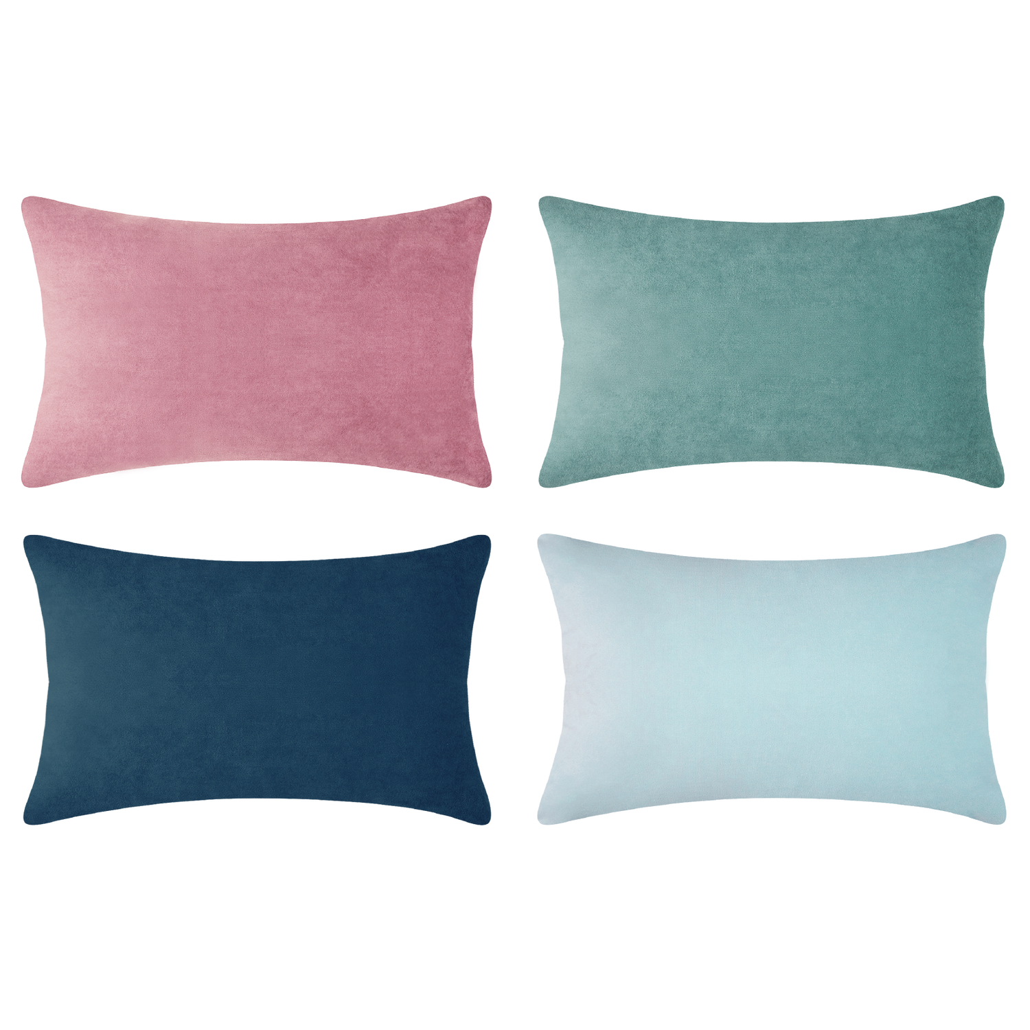 decorative throw pillow covers velvet home decor set of 4 pink blue teal