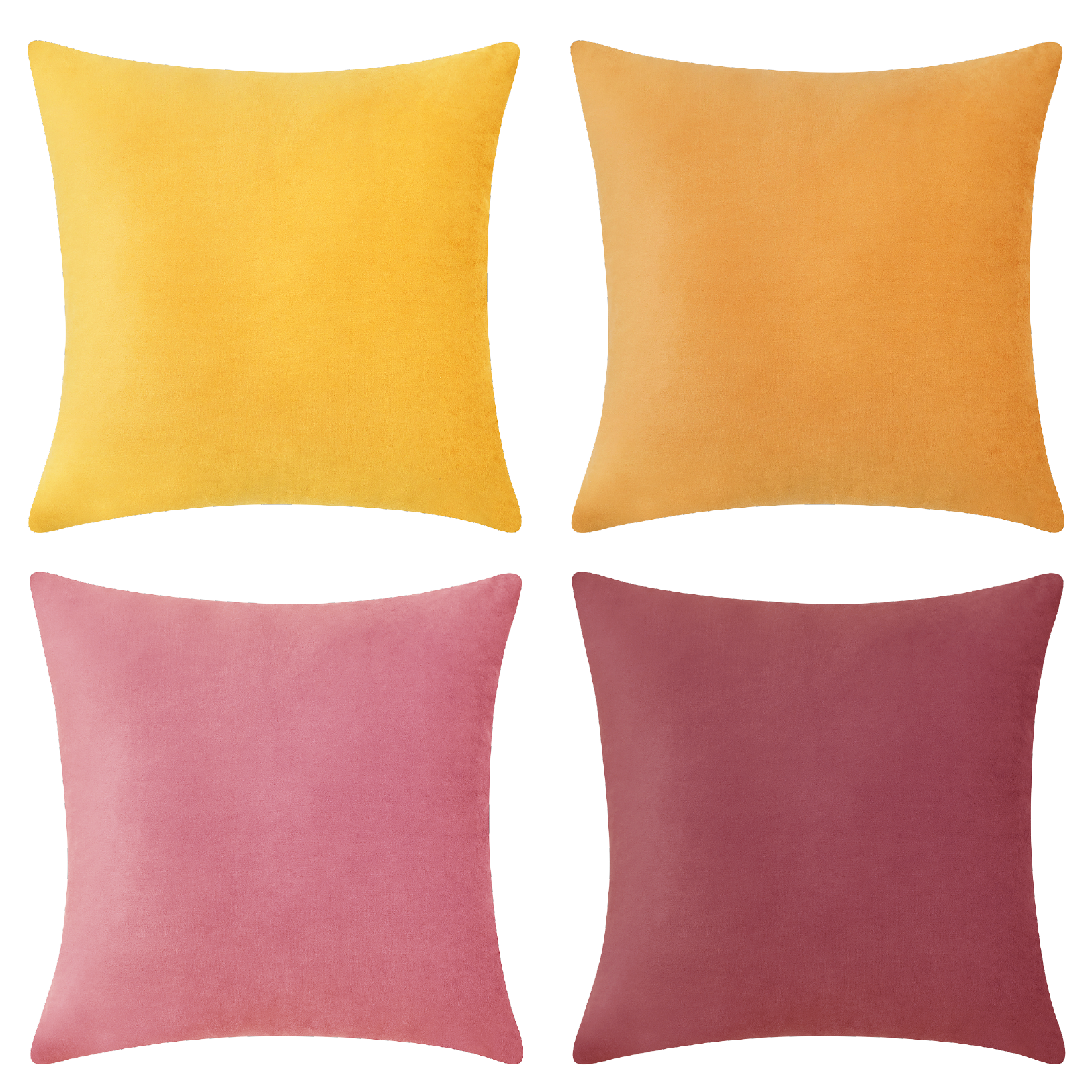 decorative throw pillow covers velvet home decor set of 4 yellow pink ochre