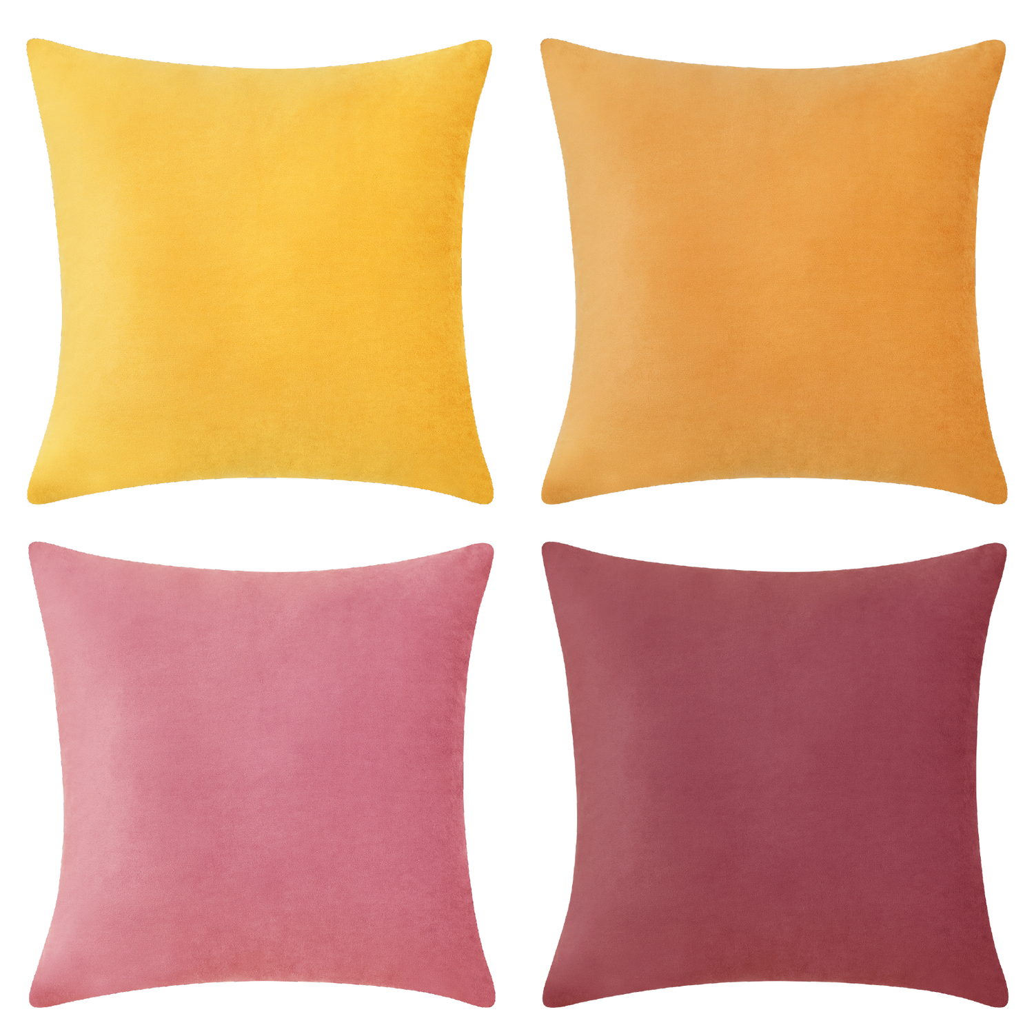 decorative throw pillow covers velvet home decor set of 4 yellow pink ochre