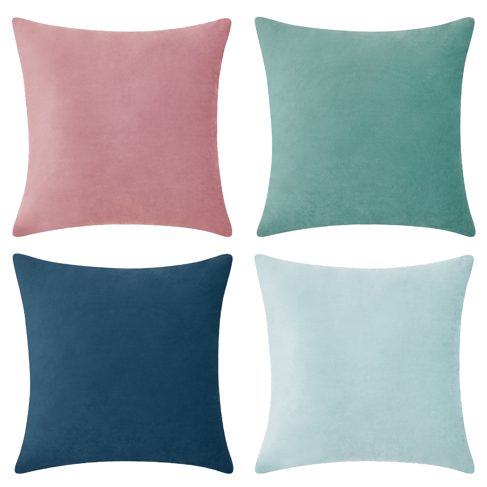 decorative throw pillow covers velvet home decor set of 4 pink blue teal