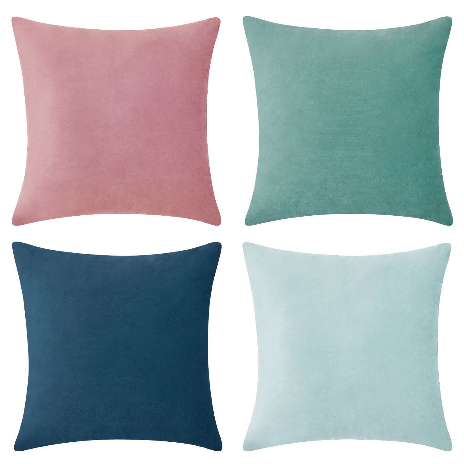 decorative throw pillow covers velvet home decor set of 4 pink blue teal