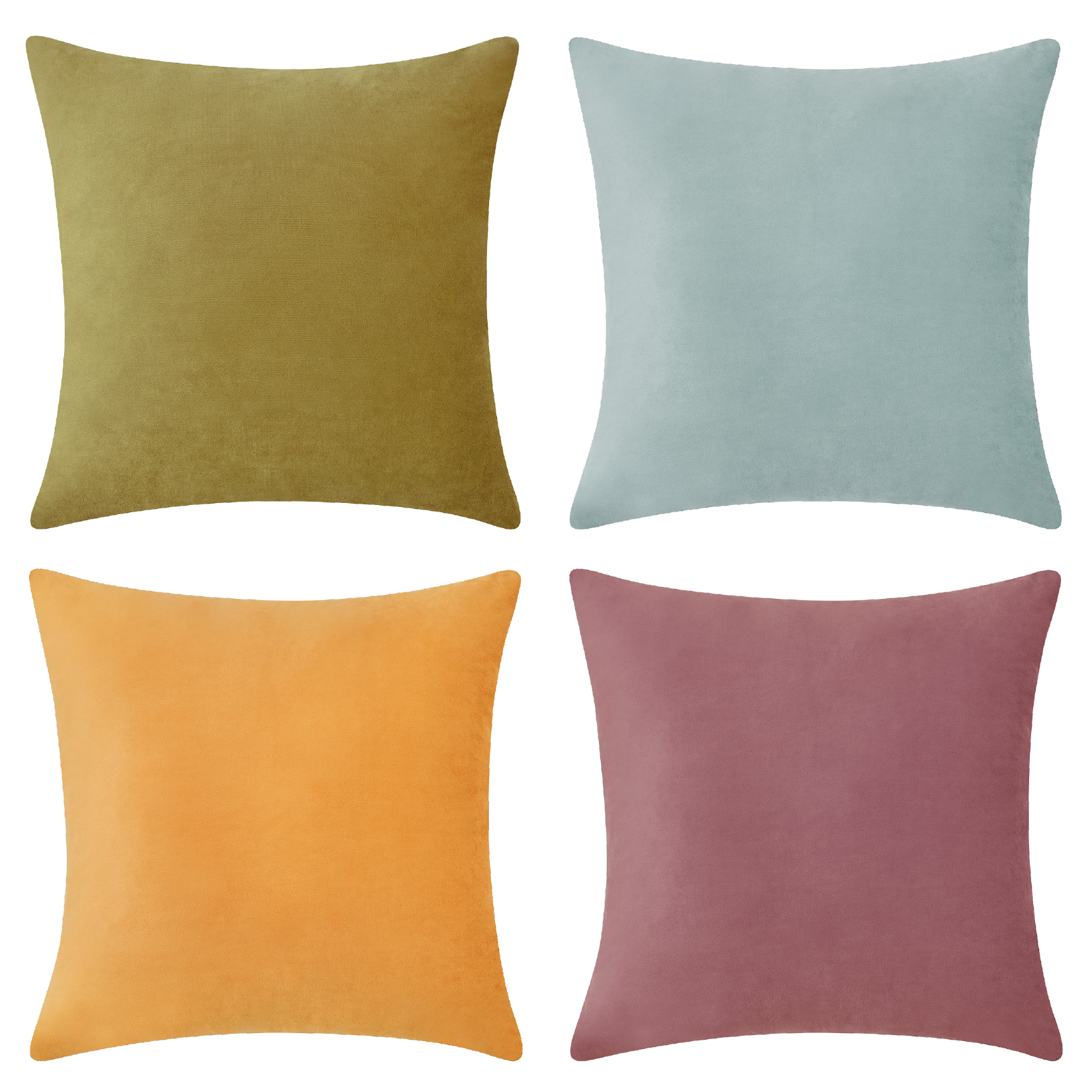 decorative throw pillow covers velvet home decor set of 4 purple green yellow blue