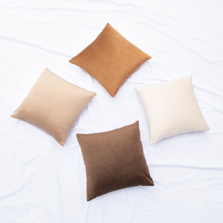brown beige caramel velvet decorative throw pillow covers square home decor