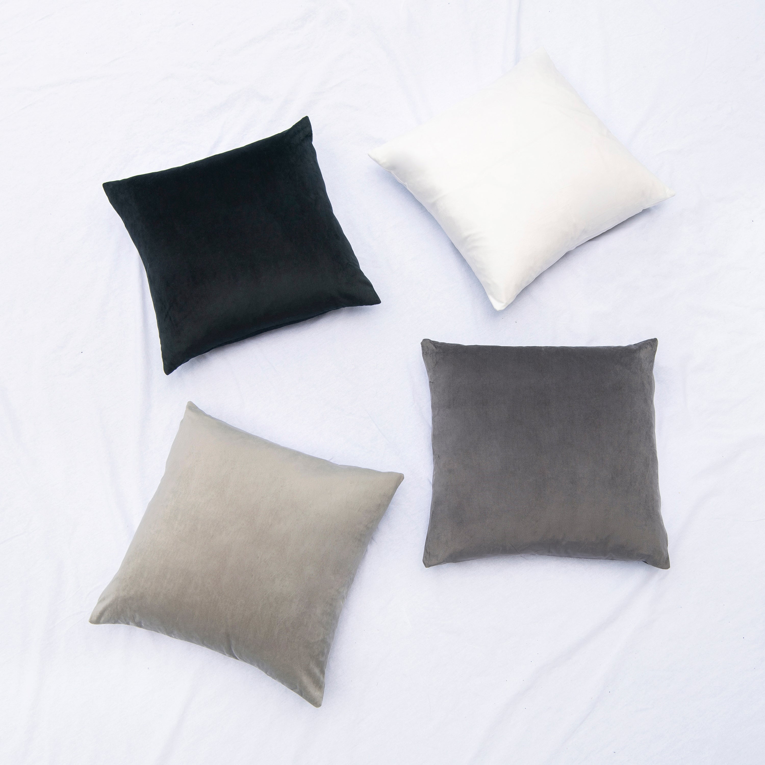 velvet decorative throw pillows black white gray grey home decor square 
