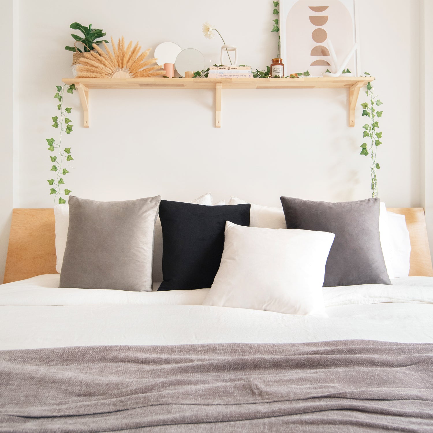 velvet decorative throw pillows black white gray grey home decor square 