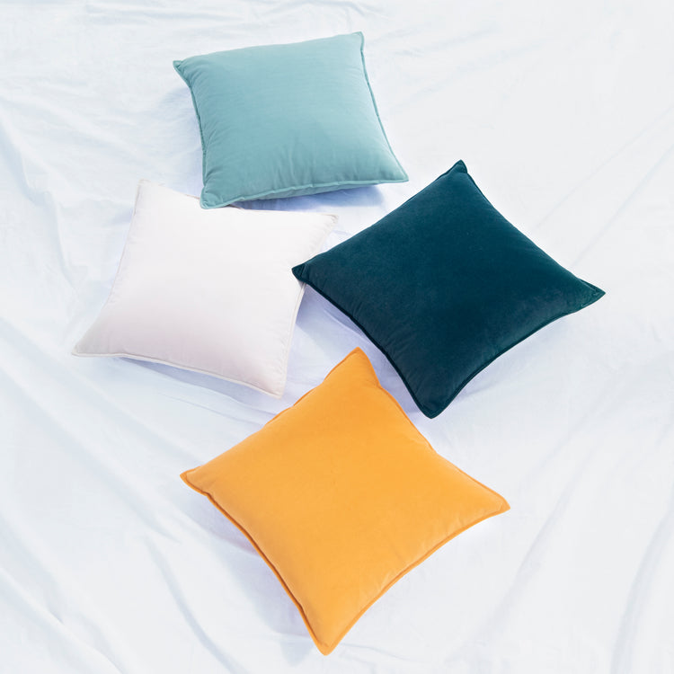 orange beige green teal decorative throw pillow covers stonewashed velvet  