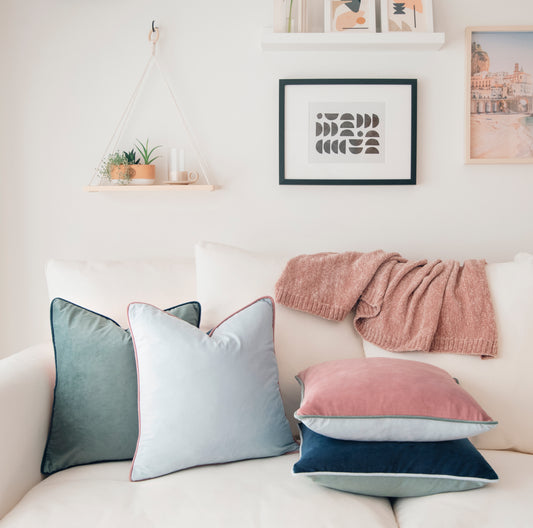 green pink teal blue light decorative throw pillow covers piping soft reversible square home decor