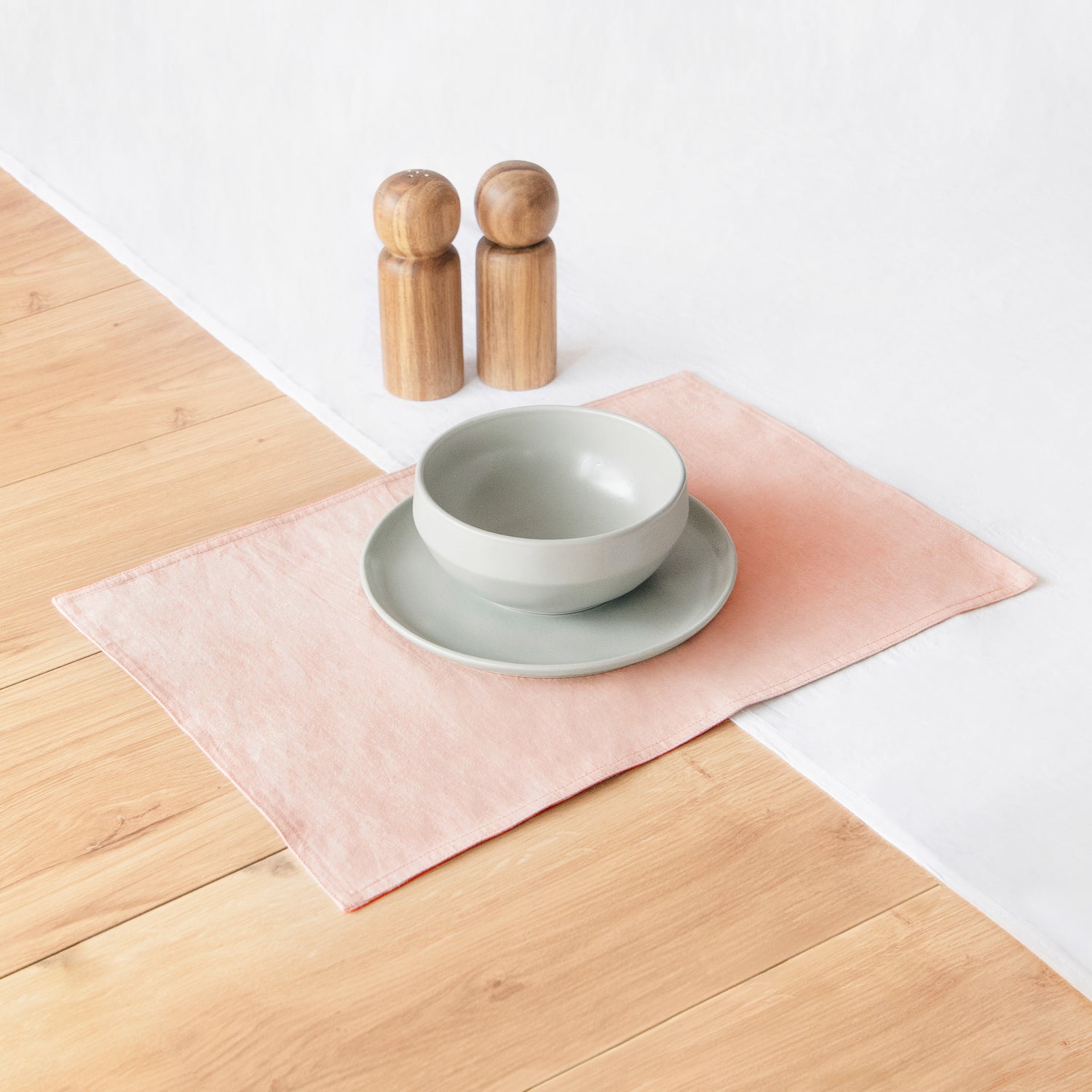 blue clay white rectangle placemats gingham checkered reversible stonewashed cotton